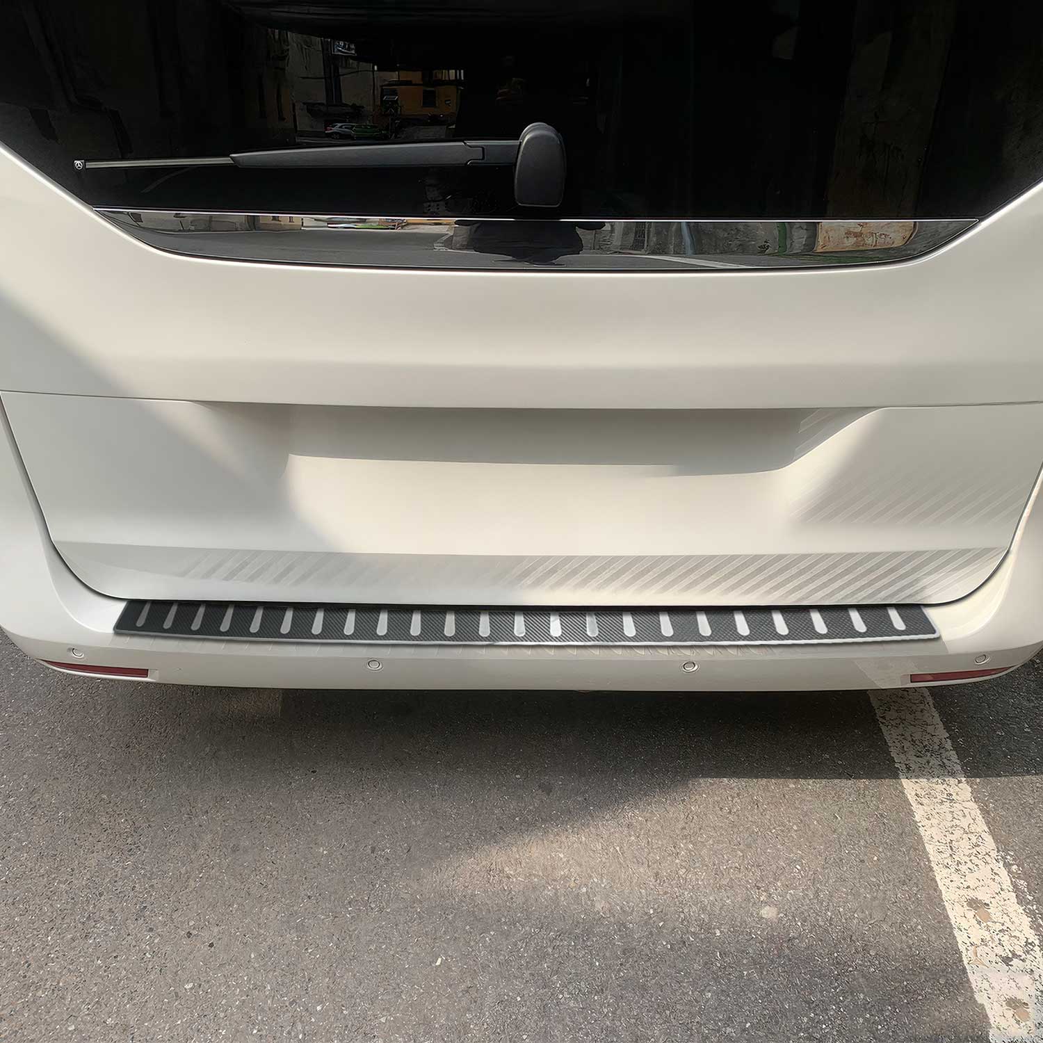 2016-2024 Mercedes Metris Rear Bumper Guard Carbon Foiled & Stainless Steel Silver