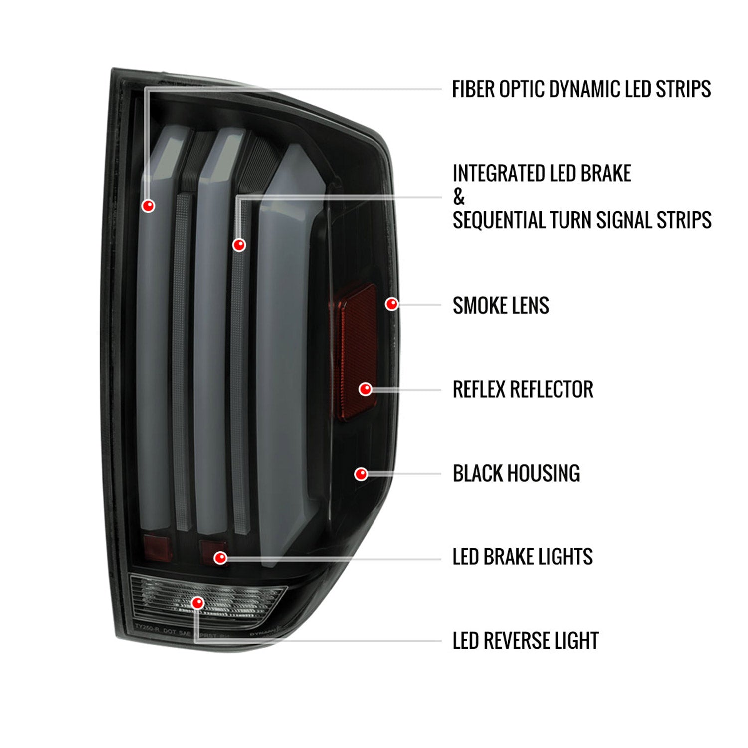 2014-2021 Toyota Tundra Facelift LED Tail Lights Turn Signal Matt Black/Smoke