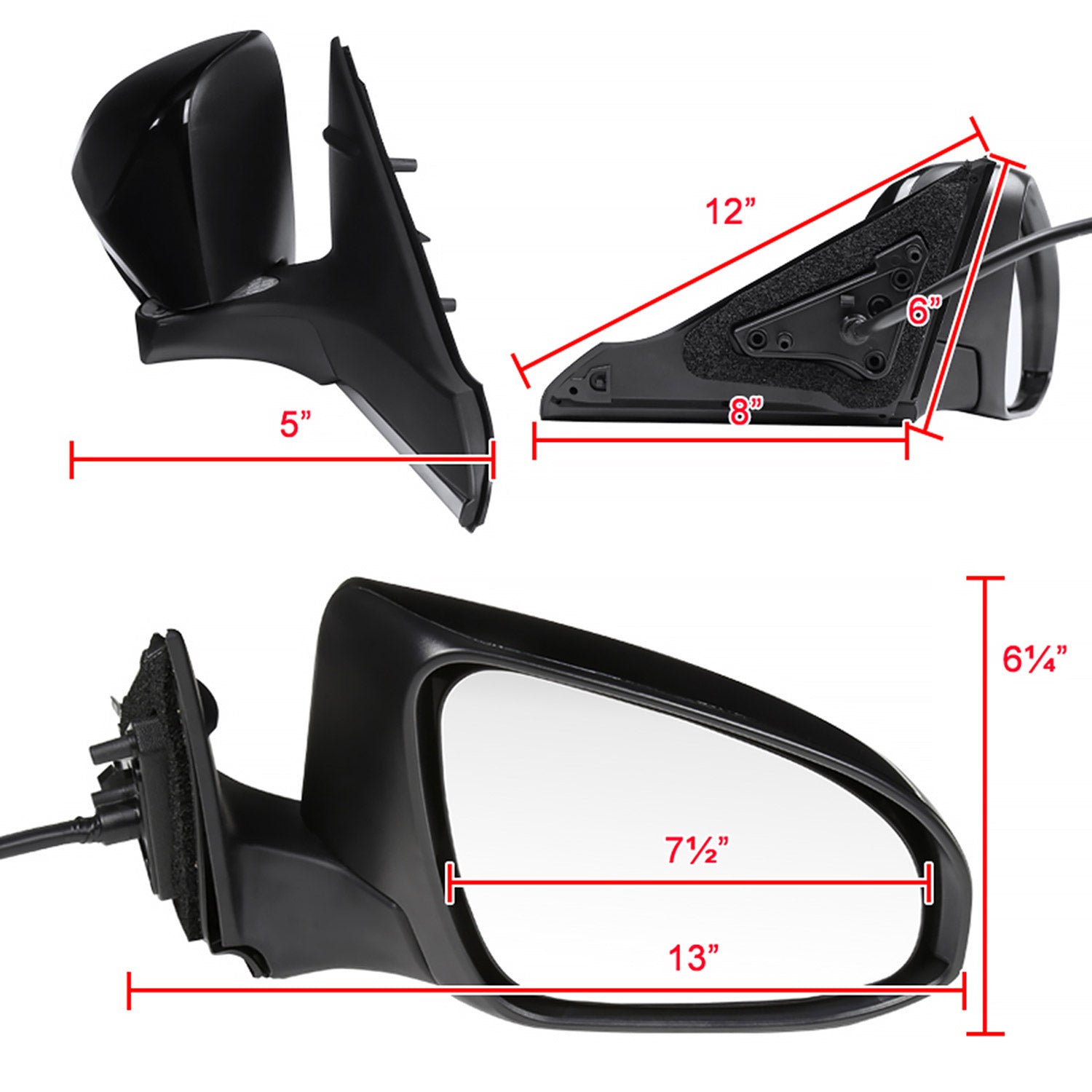 2015-2018 Toyota Camry Glossy Black 5Pin Heated Side Mirror Passenger Side