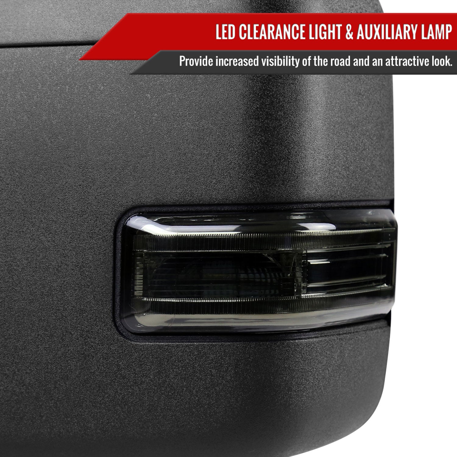 2017-2019 Ford F-250/350/450/550 Super Duty Heated&Manual Towing Mirrors Smoke