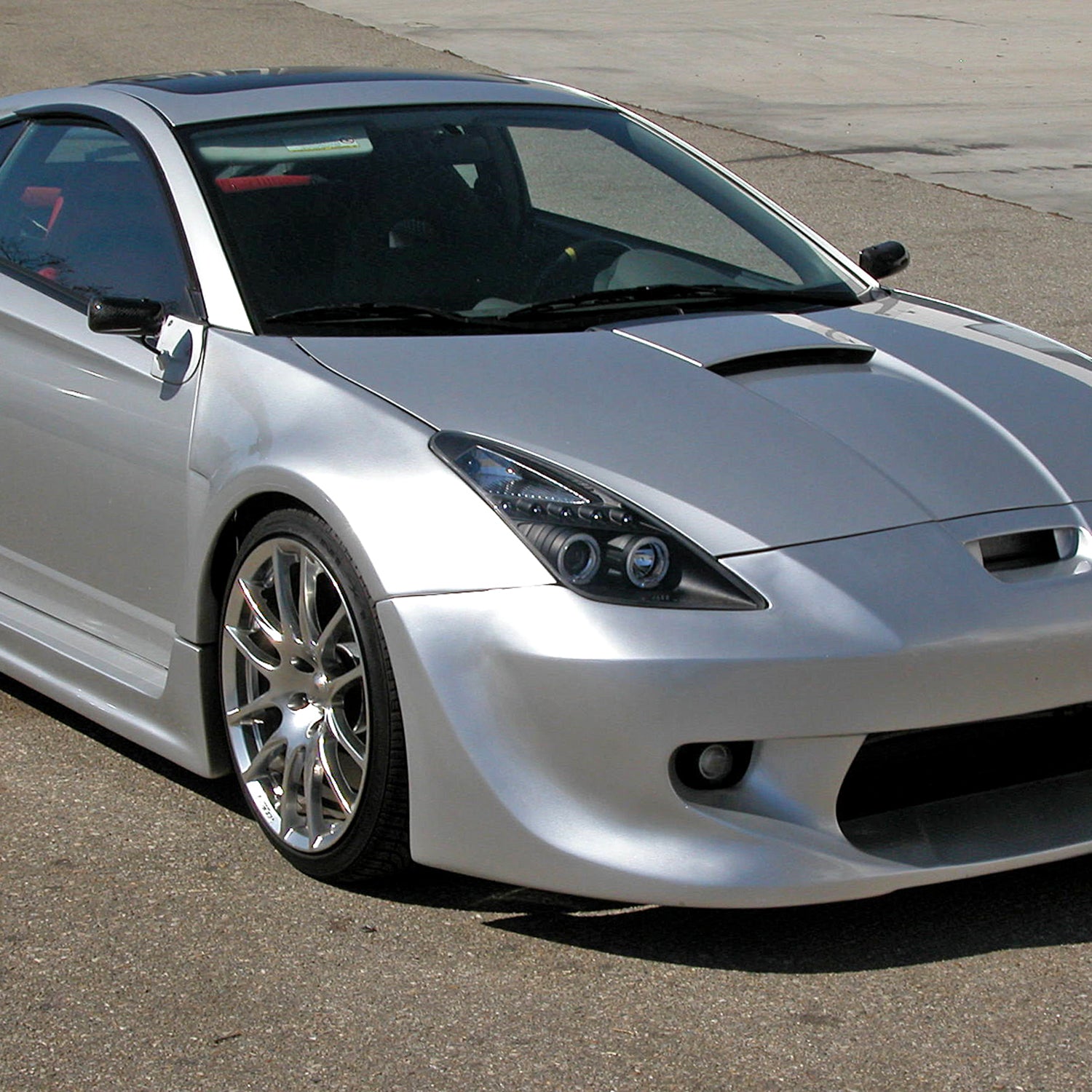 2000-2005 Toyota Celica Dual Halo Projector Headlights Matte Black/Clear Lens