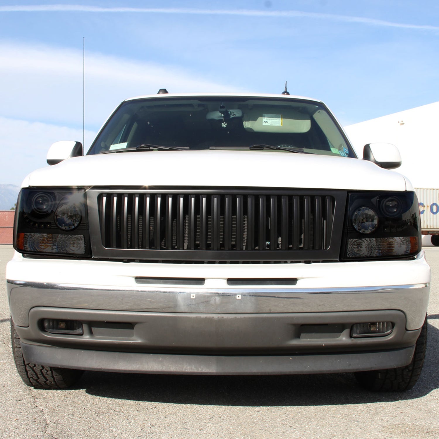 1999-2002 Chevy Silverado 1PC Headlights LED Light&Bumper Lights Black