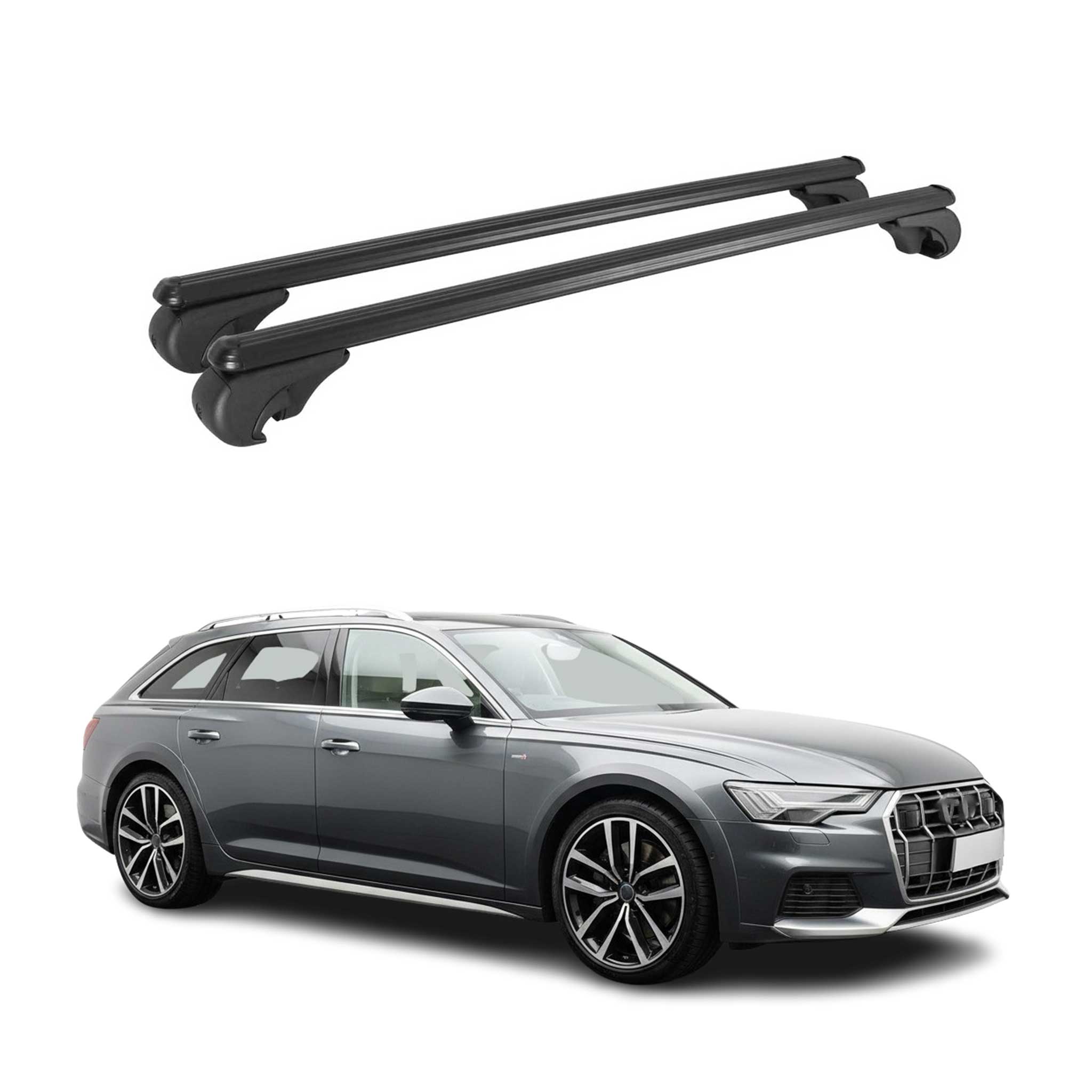 Roof Rack Cross Bars Luggage Carrier for Audi A6 Allroad 2020-2026 TÜV Black 2x