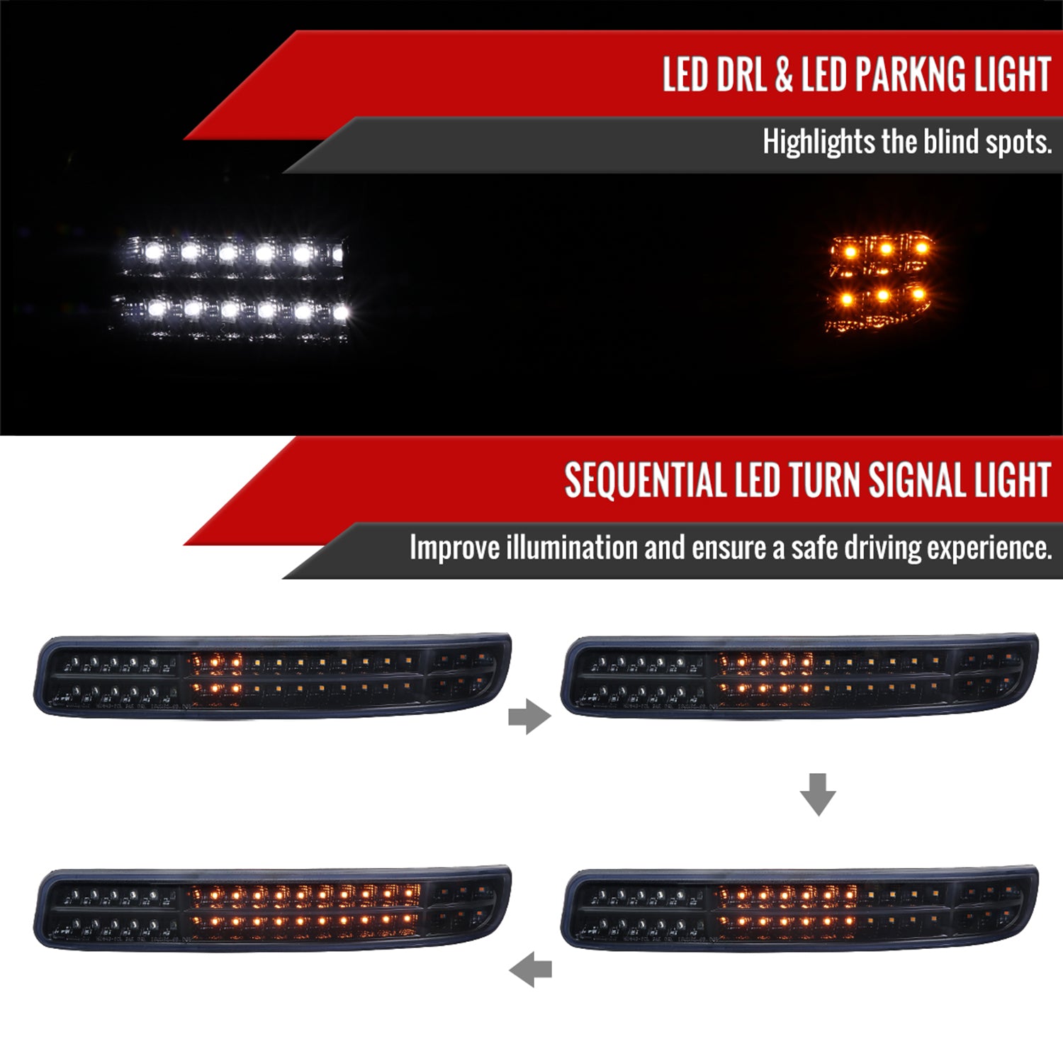 1999-2006 GMC Sierra/ Yukon/Yukon XL Dual Halo Headlights Signal Lights Black