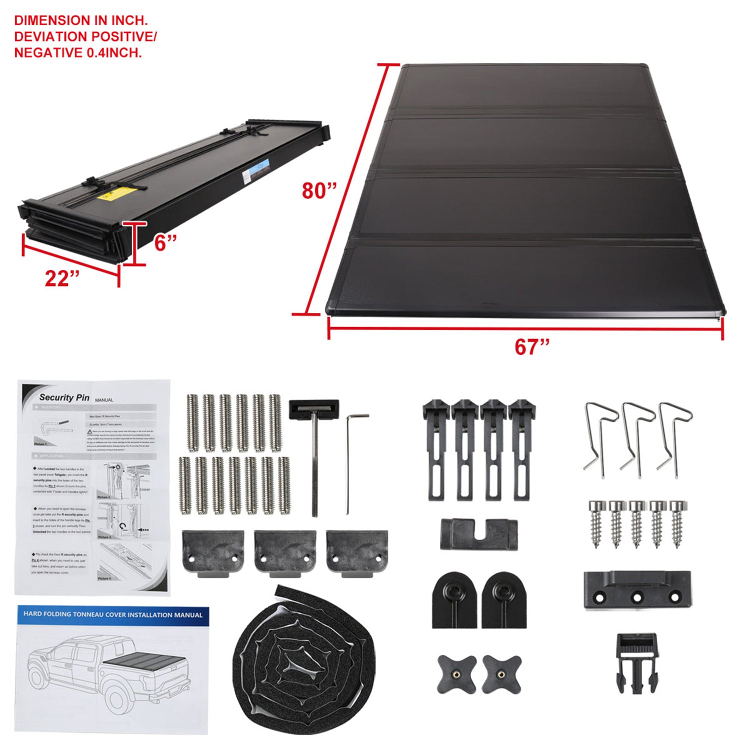 2014-2019 Toyota Tundra 6.5' Short Bed Hard Quad-Fold Tonneau Cover