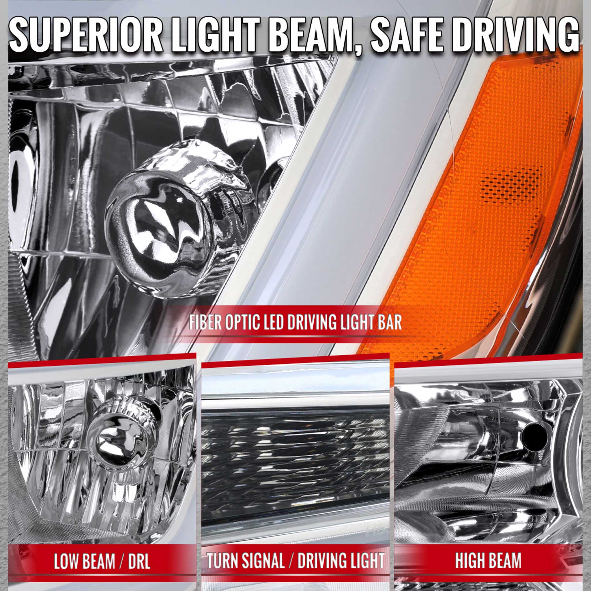 For Chevrolet Colorado 2015-2022 Headlights Switchback LED Bar Turn Signal Chrome Housing Clear Lens