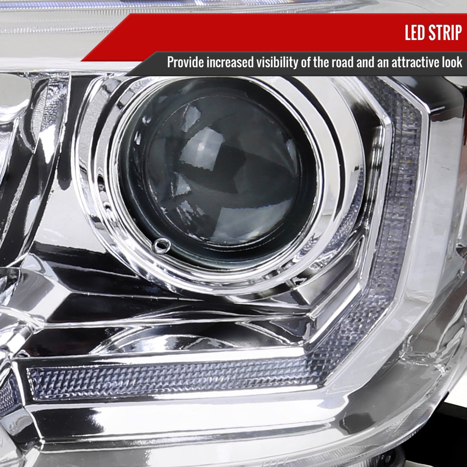 2016-2023 Toyota Tacoma LED Bar Projector Headlight Chrome/Clear Lens
