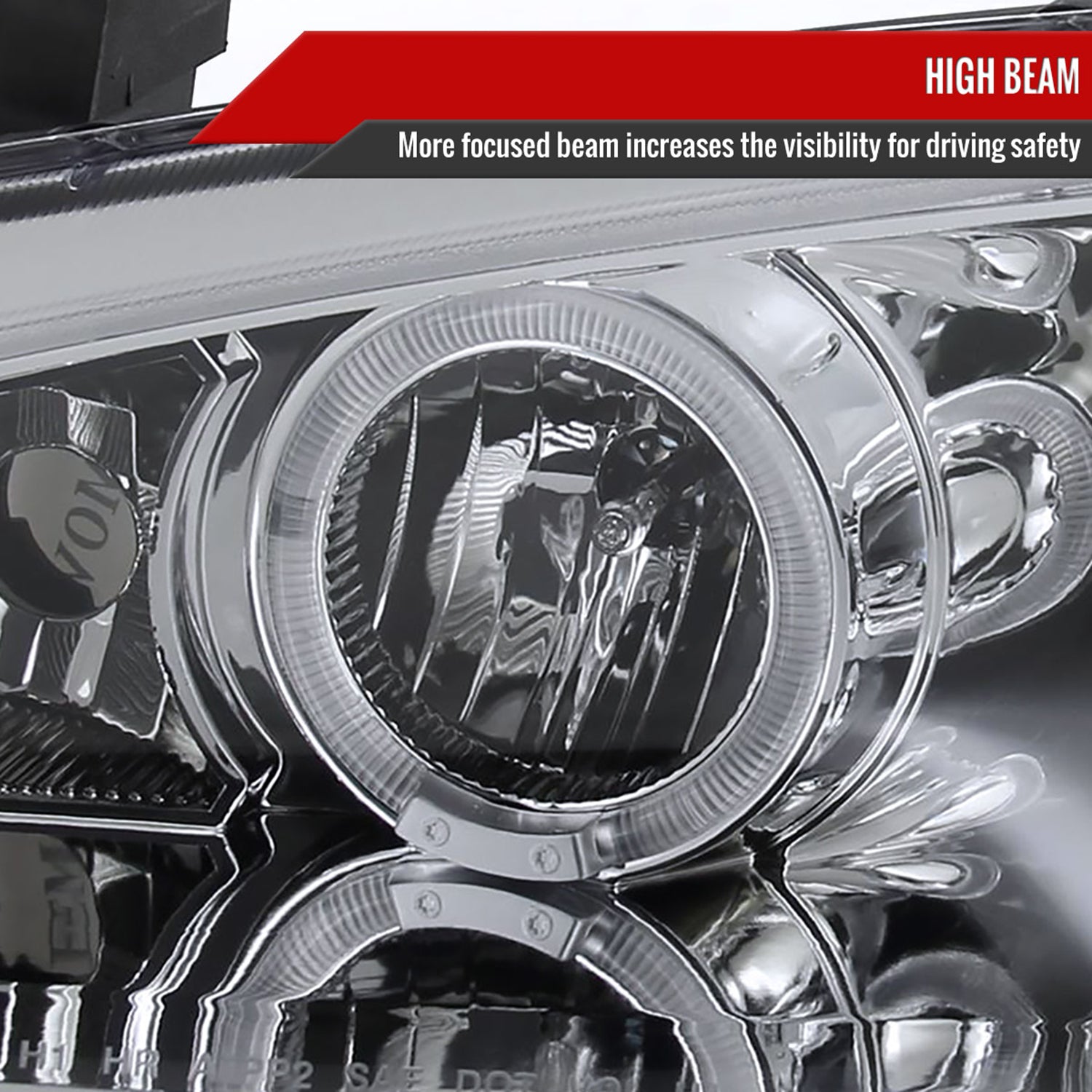 1998-2004 Dodge Intrepid Dual Halo Projector HeadLights Chrome/Clear Lens