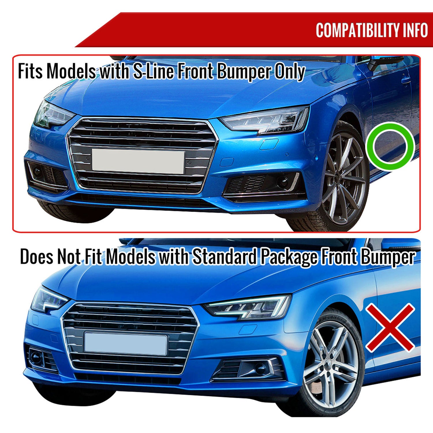 2017-2018 Audi A4/S4 Matte Black 3Pcs Front Bumper Lip Splitter Kit