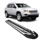 2011-2016 Jeep Compass Running Boards Side Steps Silver & Black