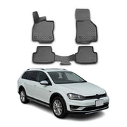 2017-2019 VW Golf Alltrack Mk7 Floor Mats Liners Full Set All Weather Black