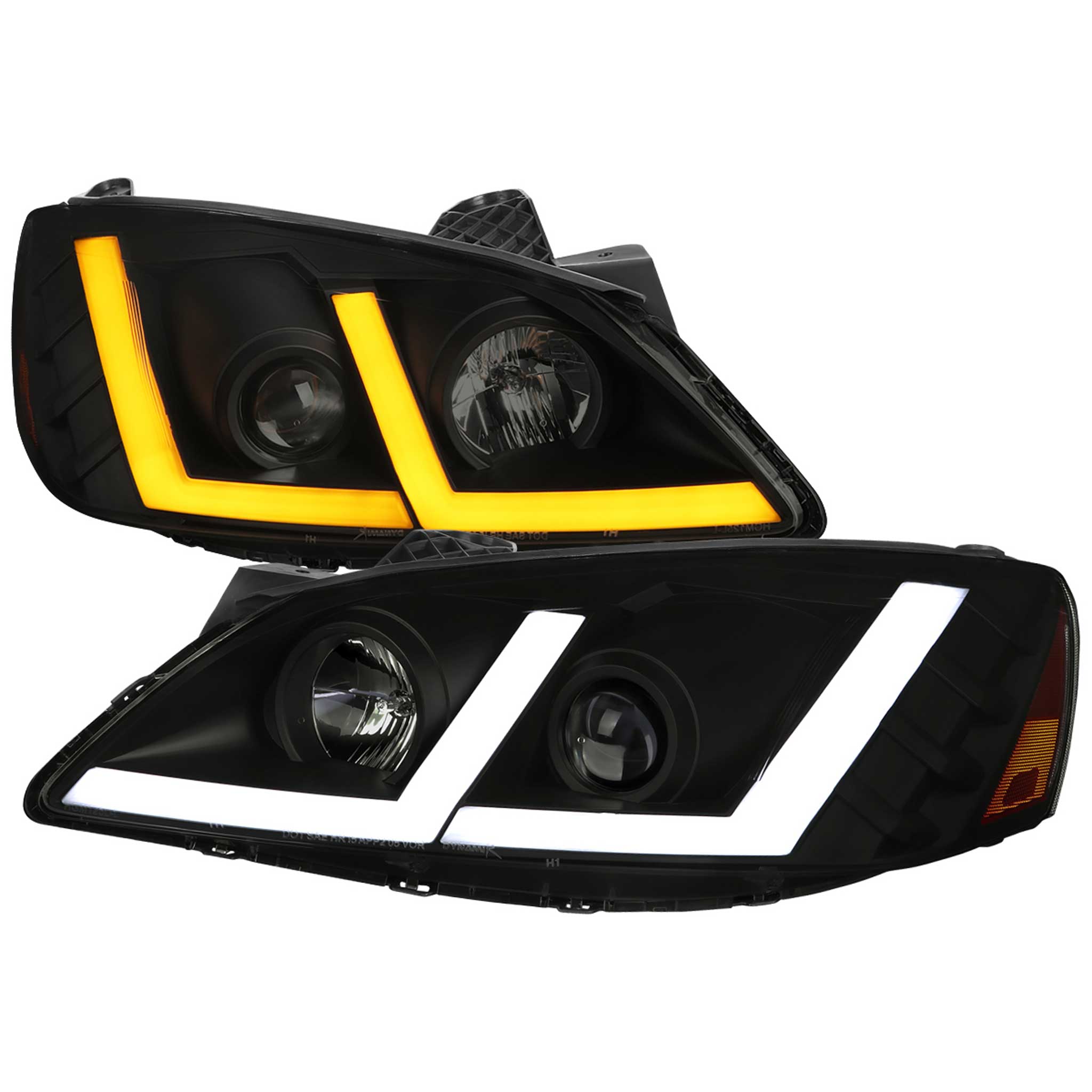 For Pontiac G6 2005-2010 Projector Headlights Sequential LED Strip Black Housing Smoked Lens Switchback