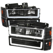 1988-1993 Chevy C10 C/K Sierra Tahoe LED Tube Headlights &Corner Lights Black
