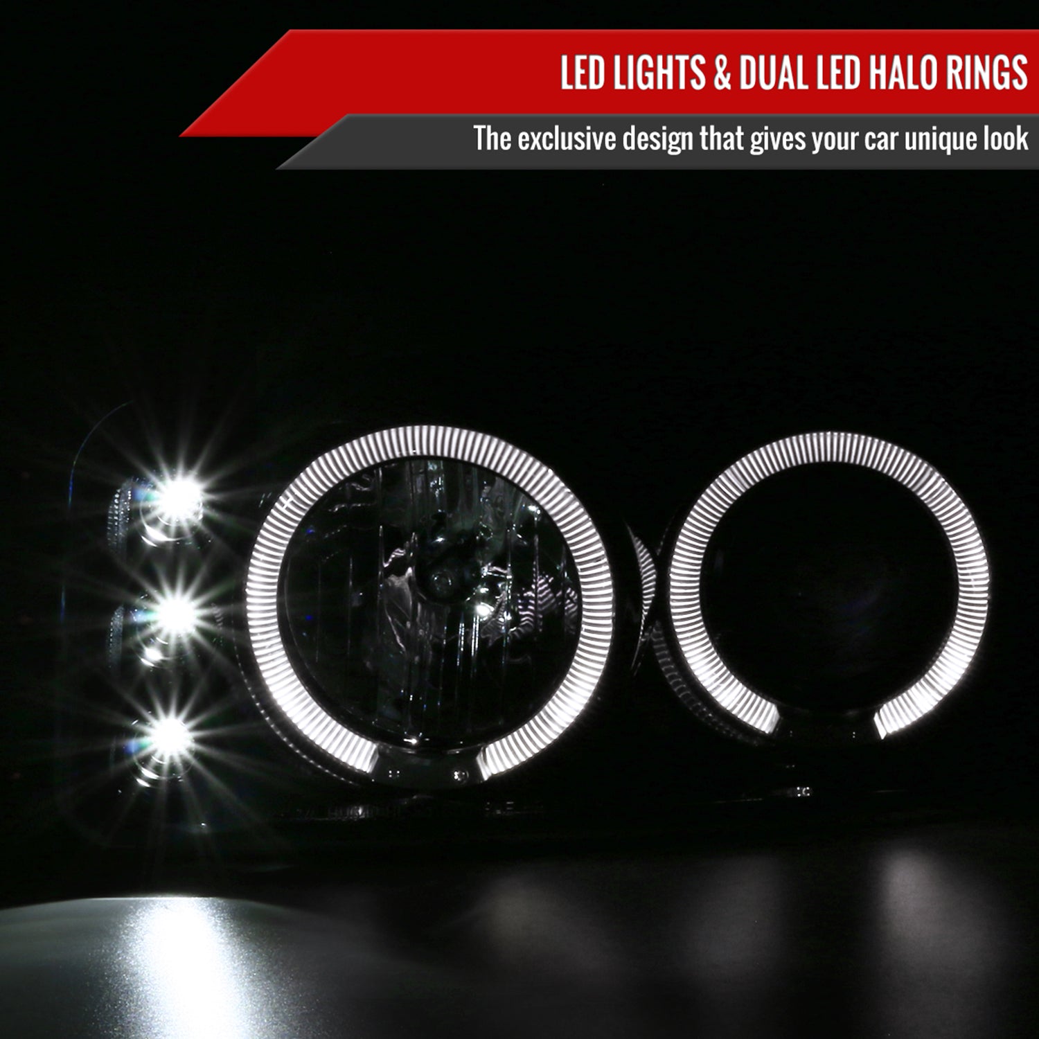 1999-2006 GMC Sierra/Yukon XL/SLT Dual Halo Headlights&Bumper Lights Smoke