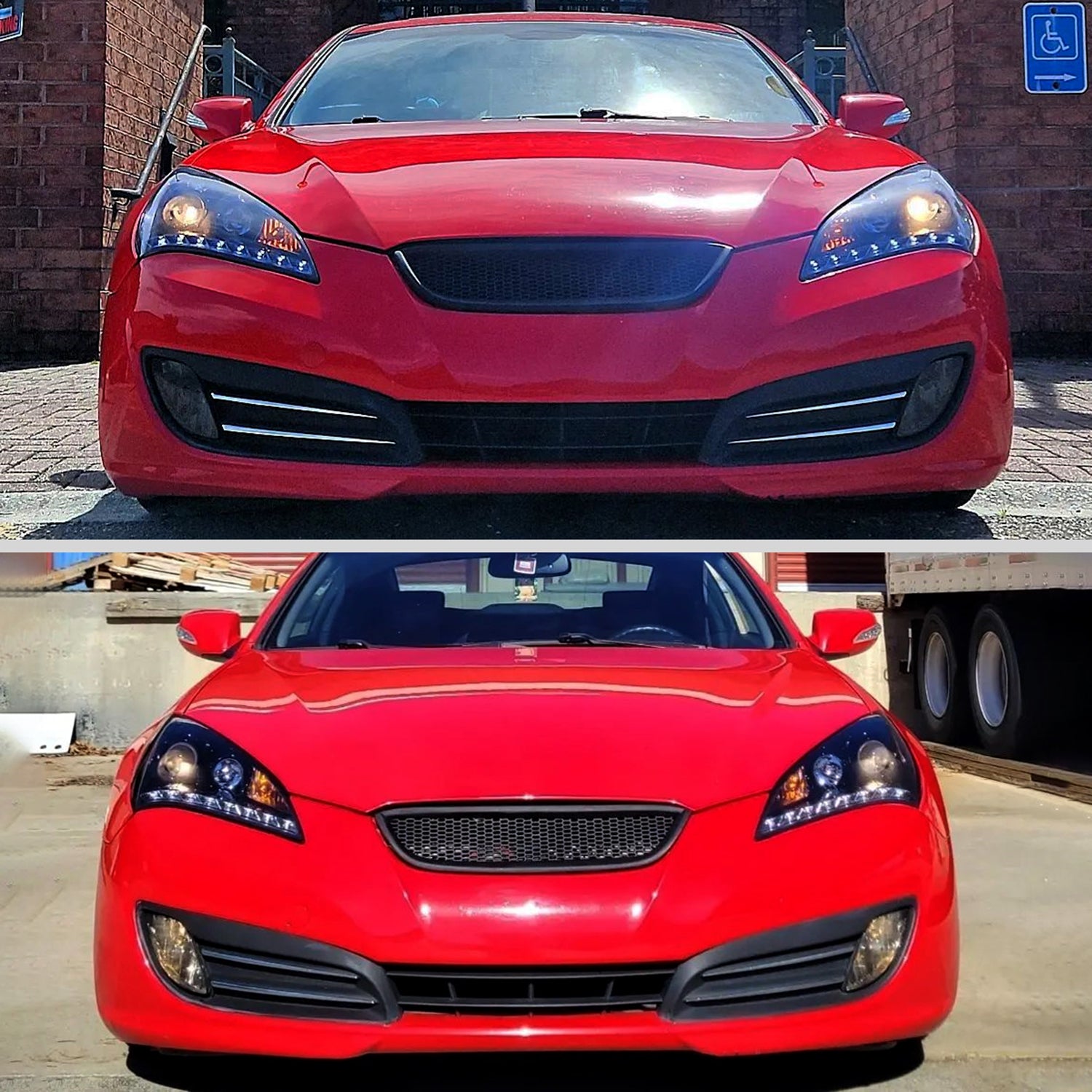 2010-2012 Hyundai Genesis Coupe R8 LED Projector Headlights Black/Smoke Lens