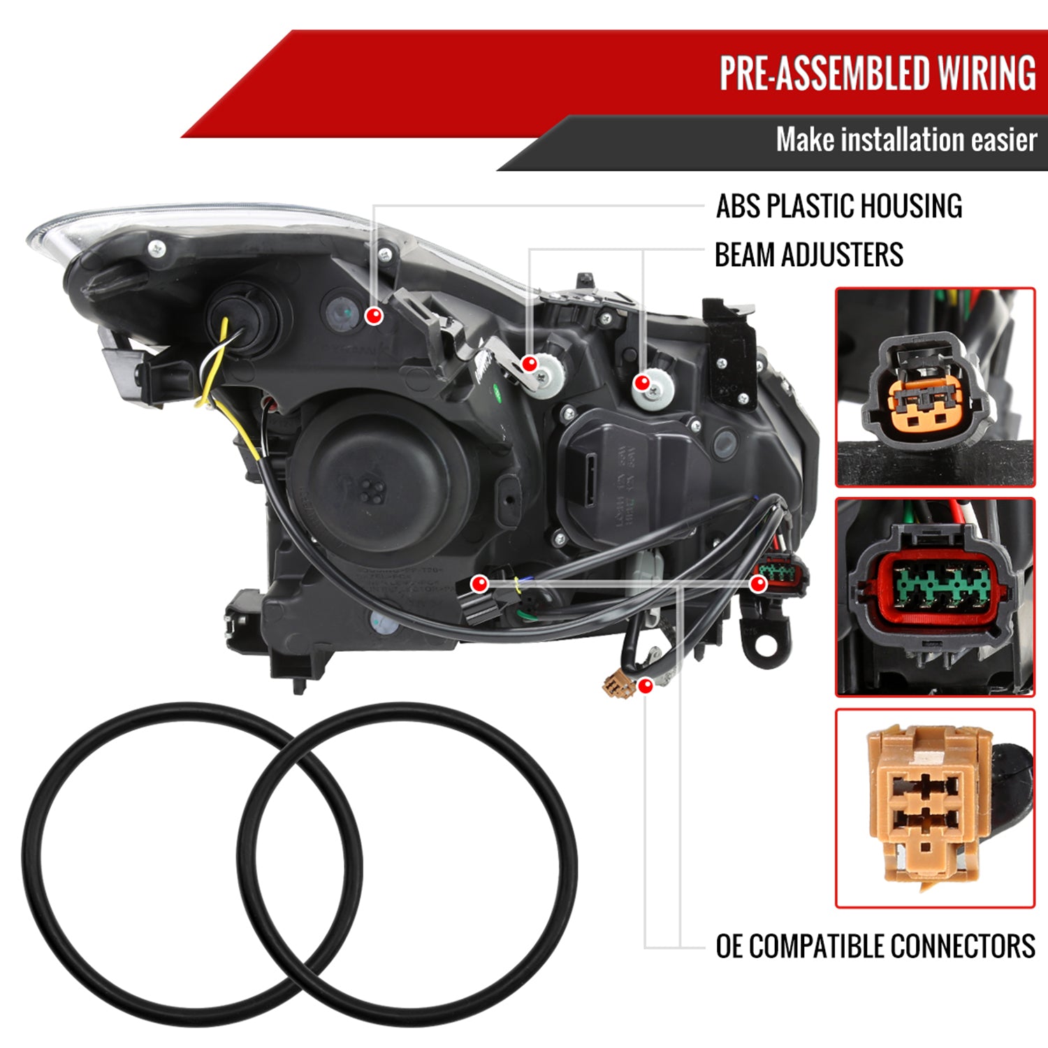 2008-2013 Infiniti G37/2014-2015 Q60 Factory Style Projector Headlights Chrome