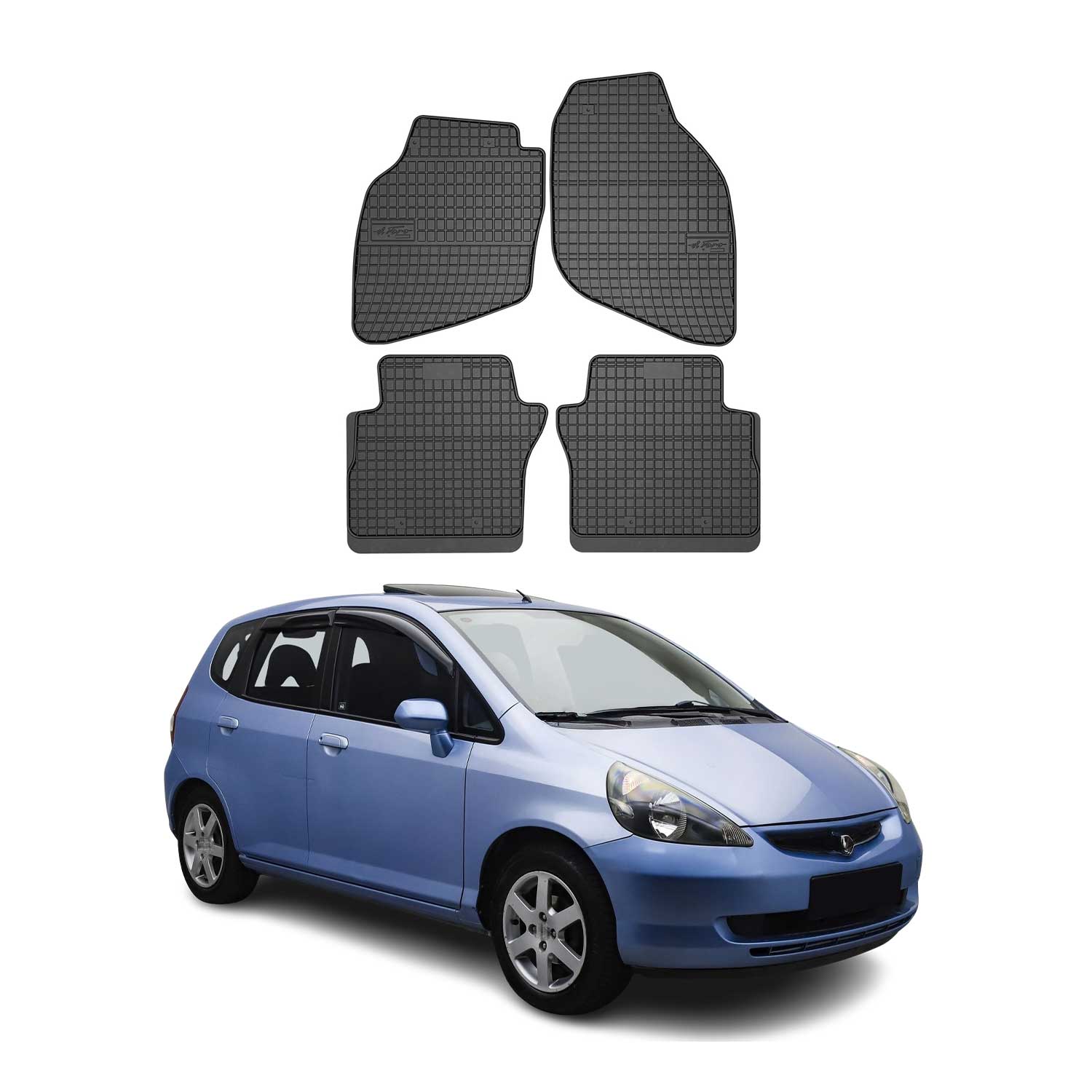 2006-2008 Honda Fit Floor Mats Liners Full Set All Weather Rubber Black