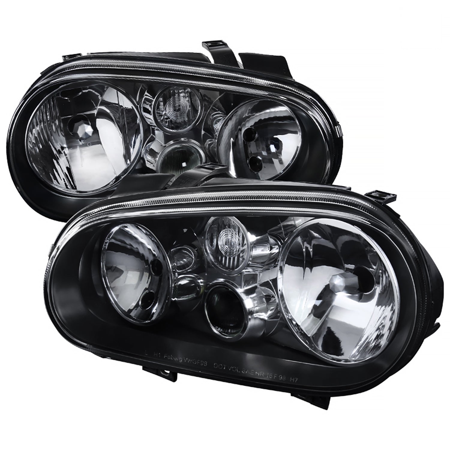 1999-2006 VW Golf Mk4 GTI/R32 Cabrio Factory Style Headlights Matt Black/Clear