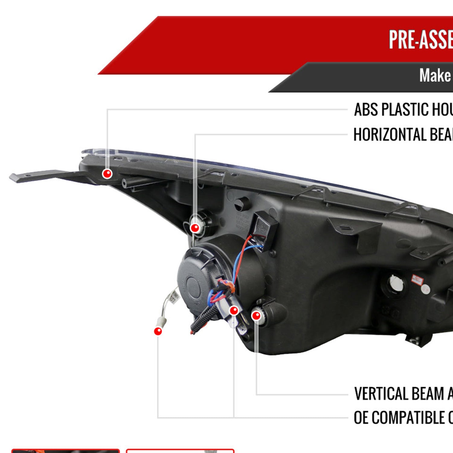 2007-2011 Honda CR-V LED Bar Projector Headlights Glossy Black/Smoke Lens