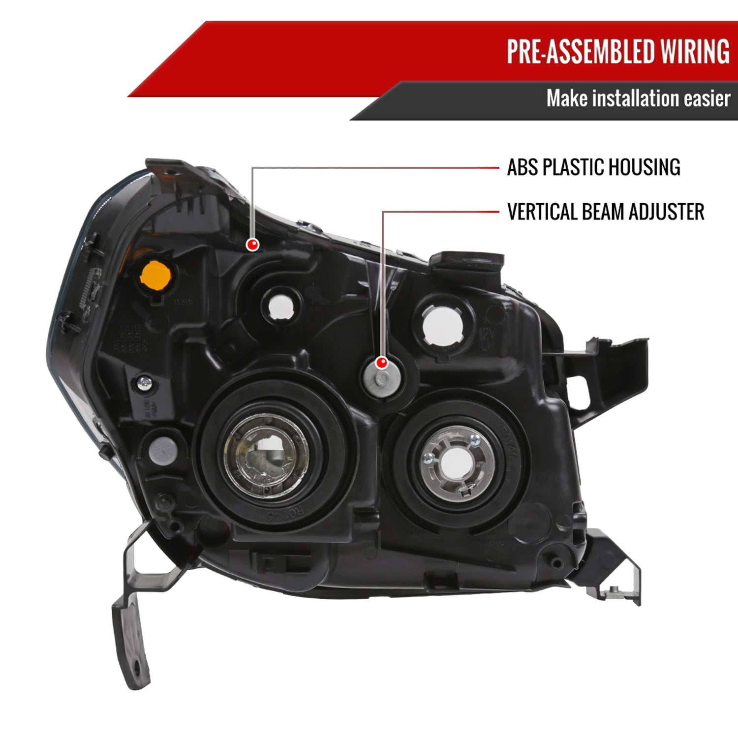 2006-2008 Honda Pilot Projector Style Headlights Chrome Housing/Clear Lens