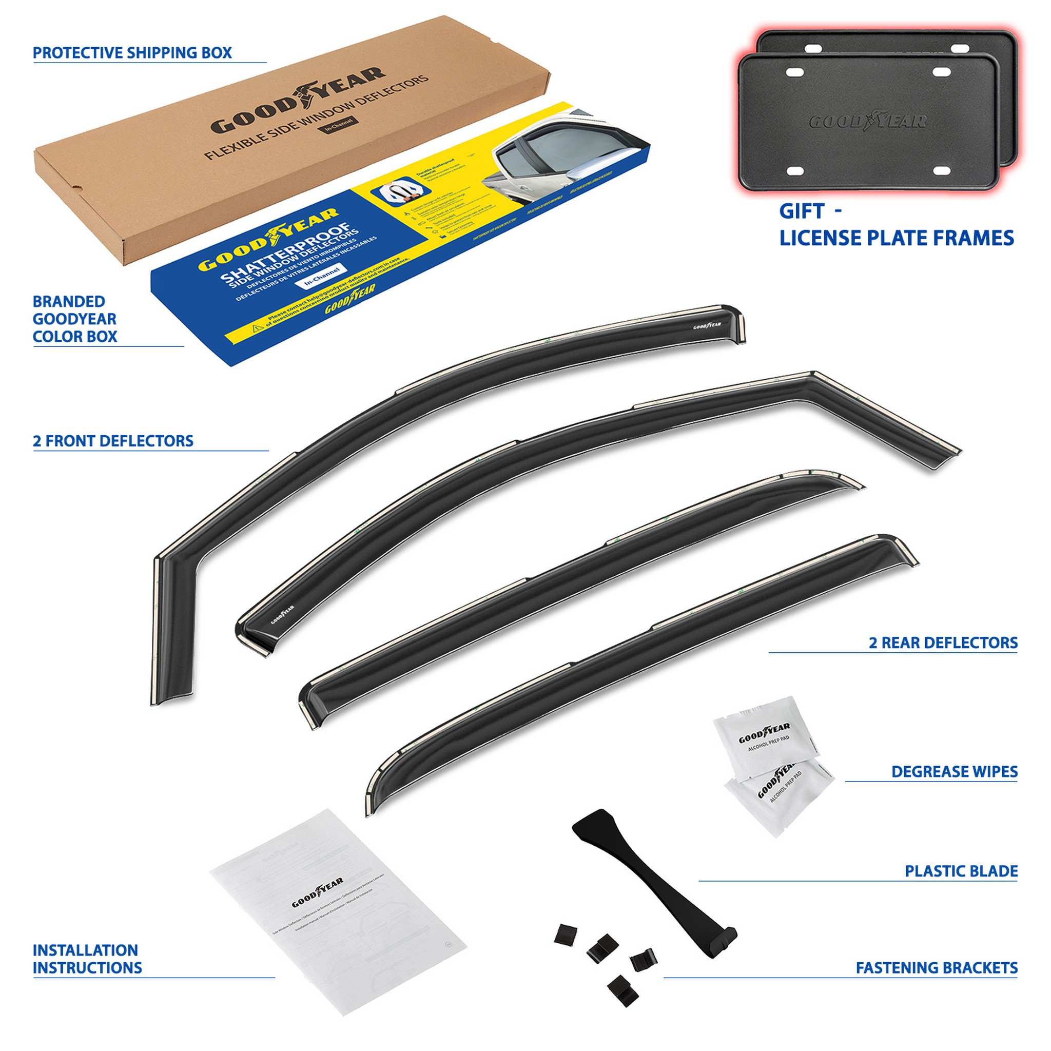 Goodyear Wind Deflectors for Dodge Ram 1500 2500 3500 2002-2009 Mega Cab Smoke