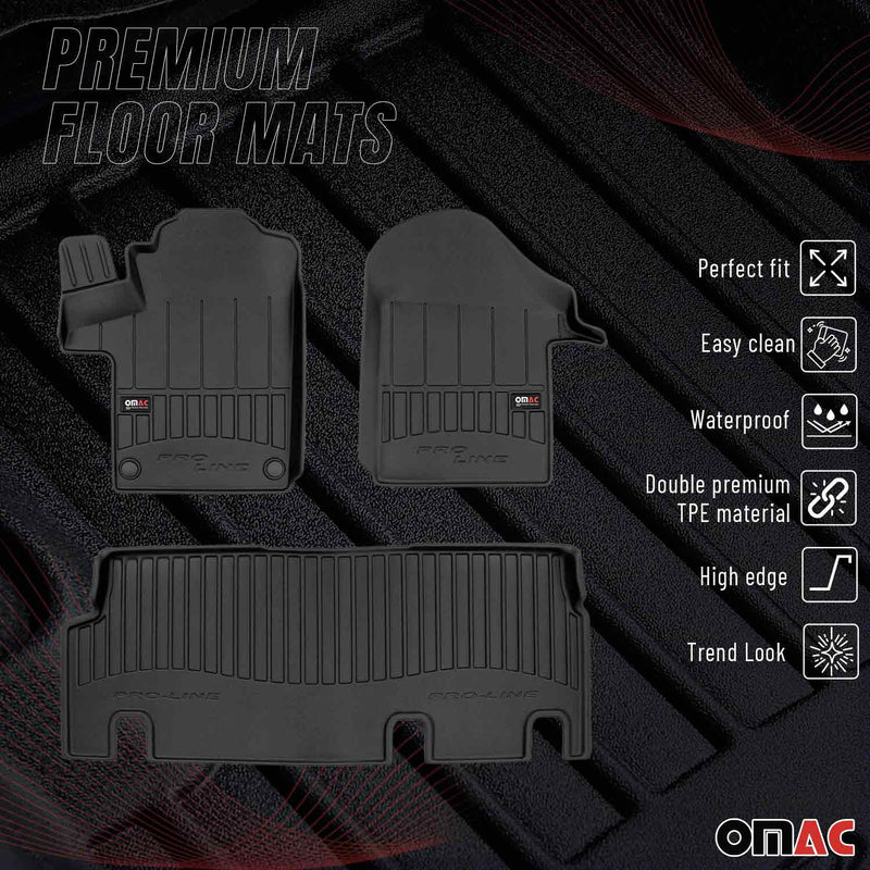 2016-2024 Mercedes Metris Premium Floor Mats Liners Full Set All Weather Heavy Duty Black