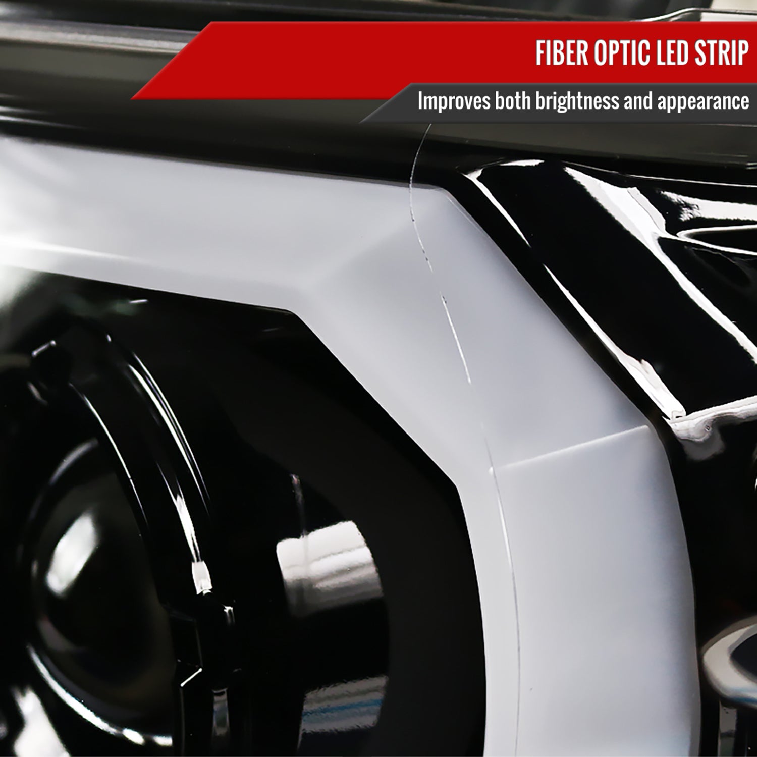 2012-2015 Toyota Tacoma LED C-Bar Projector Headlights Jet Black/Clear Lens