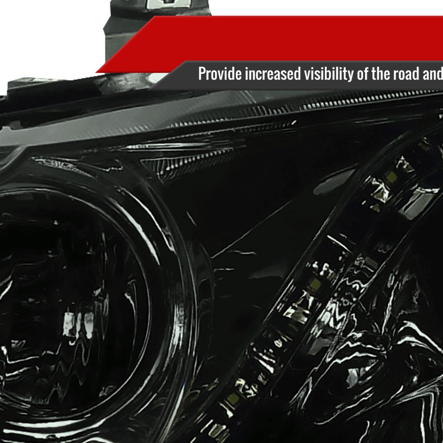 2006-2011 Honda Civic Sedan Projector Headlights R8 LED Light Chrome/Smoke