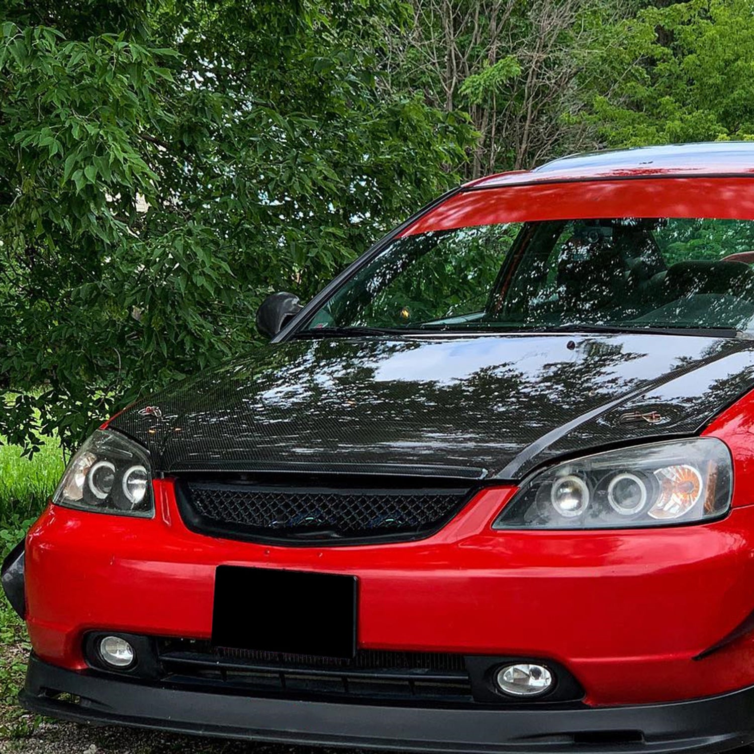 2001-2003 Honda Civic Dual Halo Projector Headlights Matte Black/Clear Lens