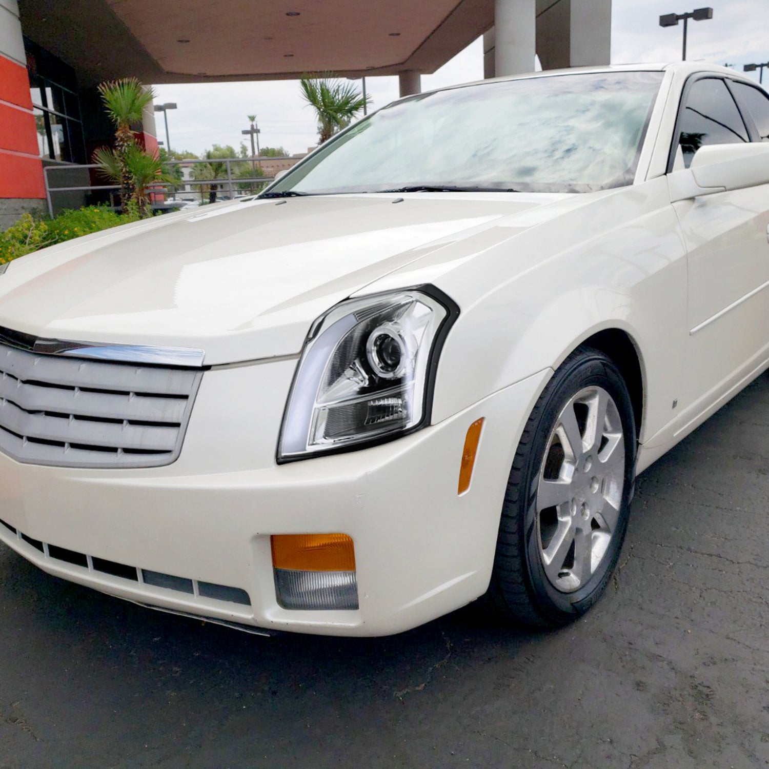 2003-2007 Cadillac CTS Halo LED Turn Signal Projector Headlights Chrome