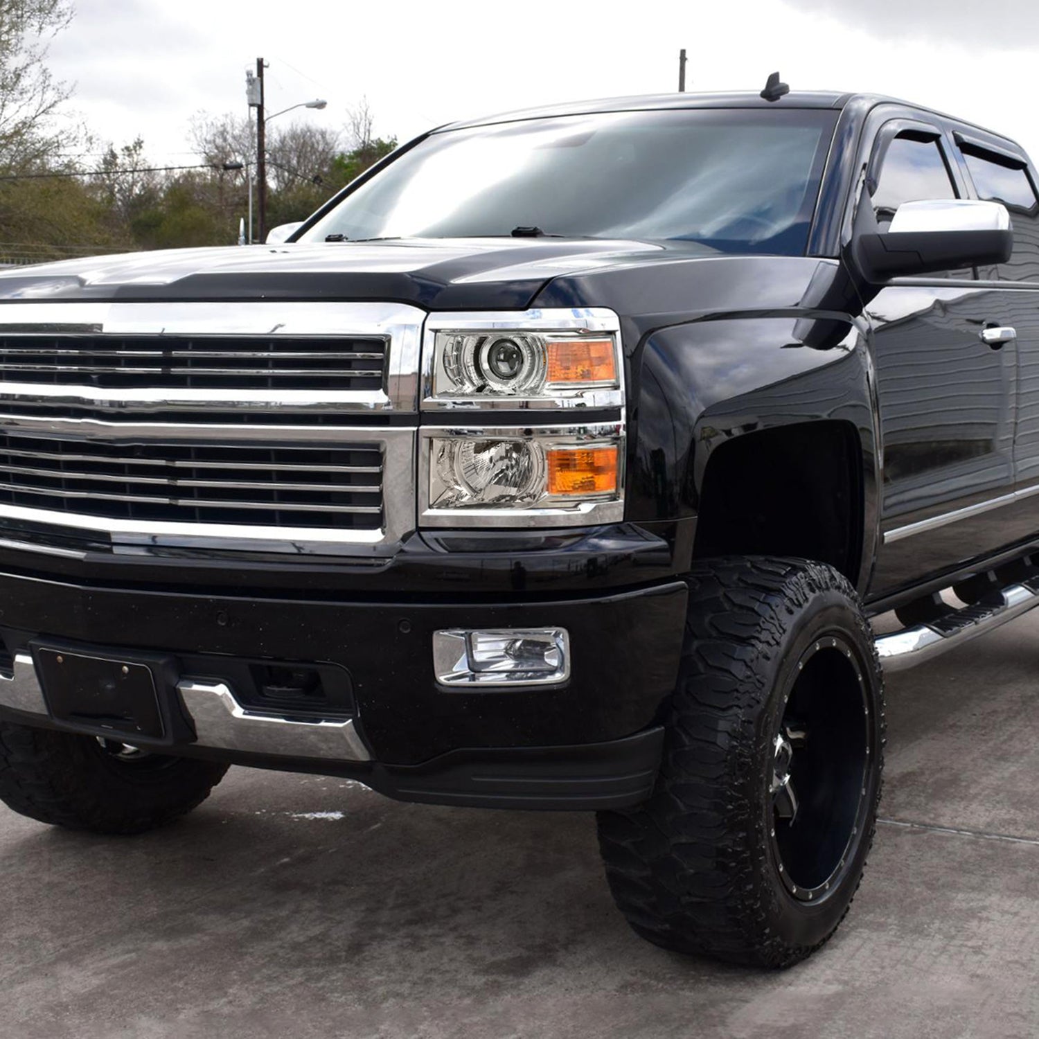 2014-2015 Chevy Silverado 1500 Projector Headlights Chrome/Clear Lens