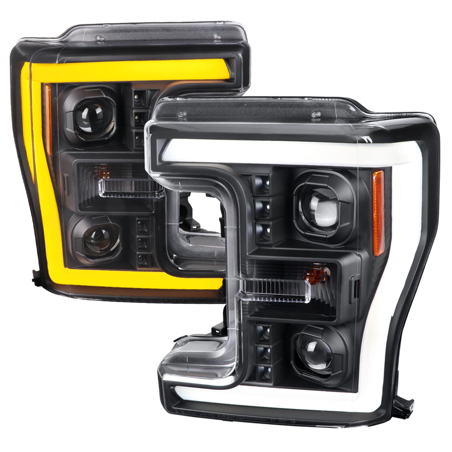 2017-2019 Ford F-250 F-350 F-450 F-550 LED CBar Projector Headlights Black