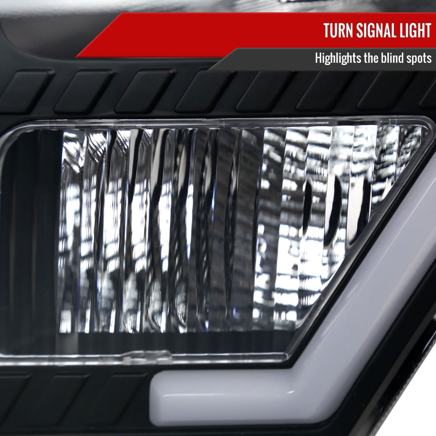 2009-2014 Ford F-150 LED Bar Factory Headlights Amber Reflectors Matt Black