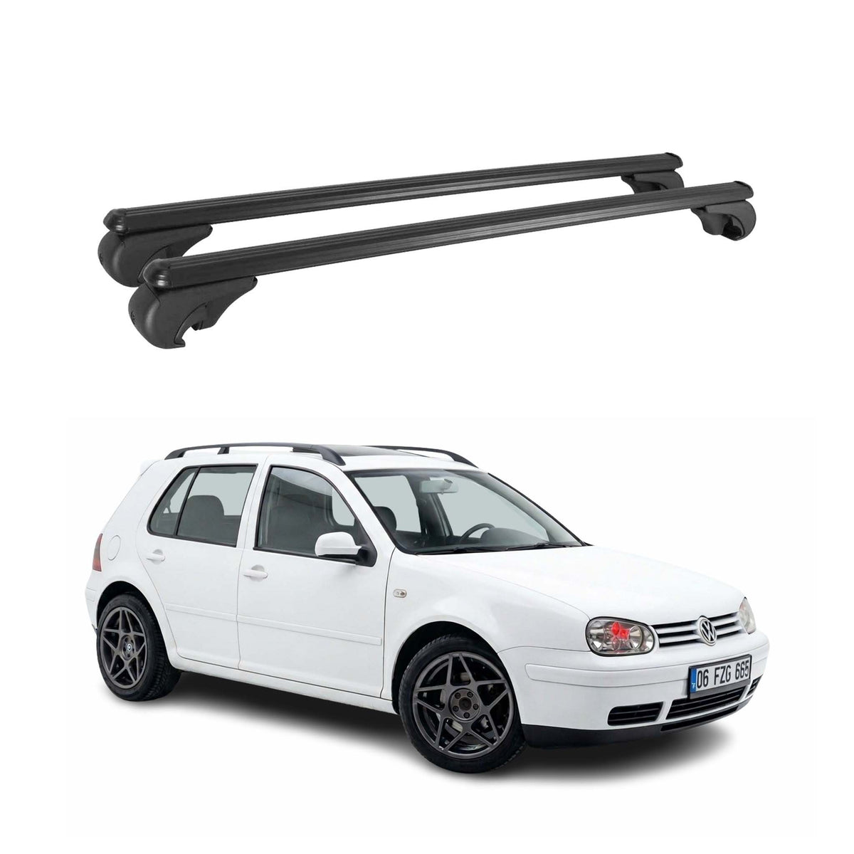 Roof Rack Cross Bars Carrier for Volkswagen Golf Hatchback 1999-2006 TÜV Black