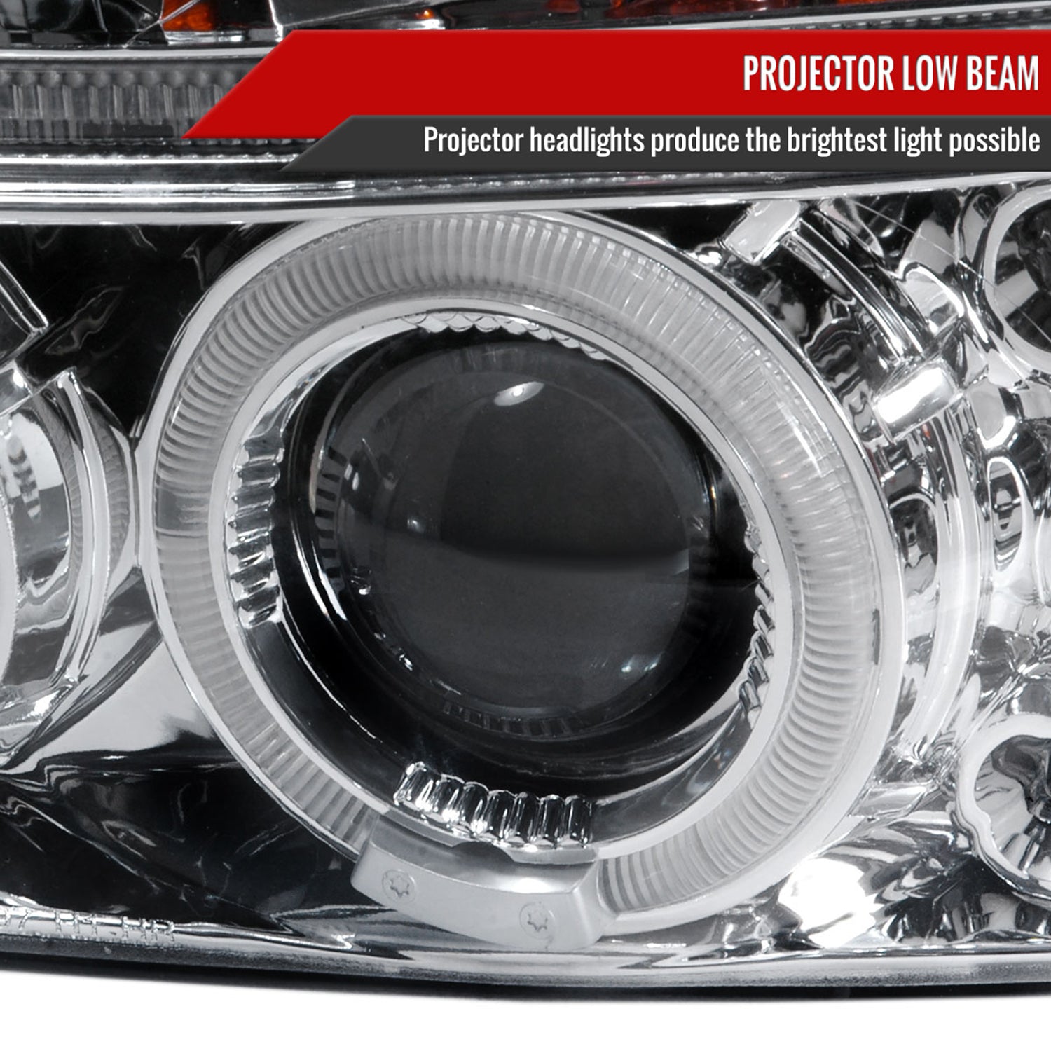 1997-2004 Dodge Dakota/ 1998-2003 Durango Dual Halo Projector Headlights Chrome