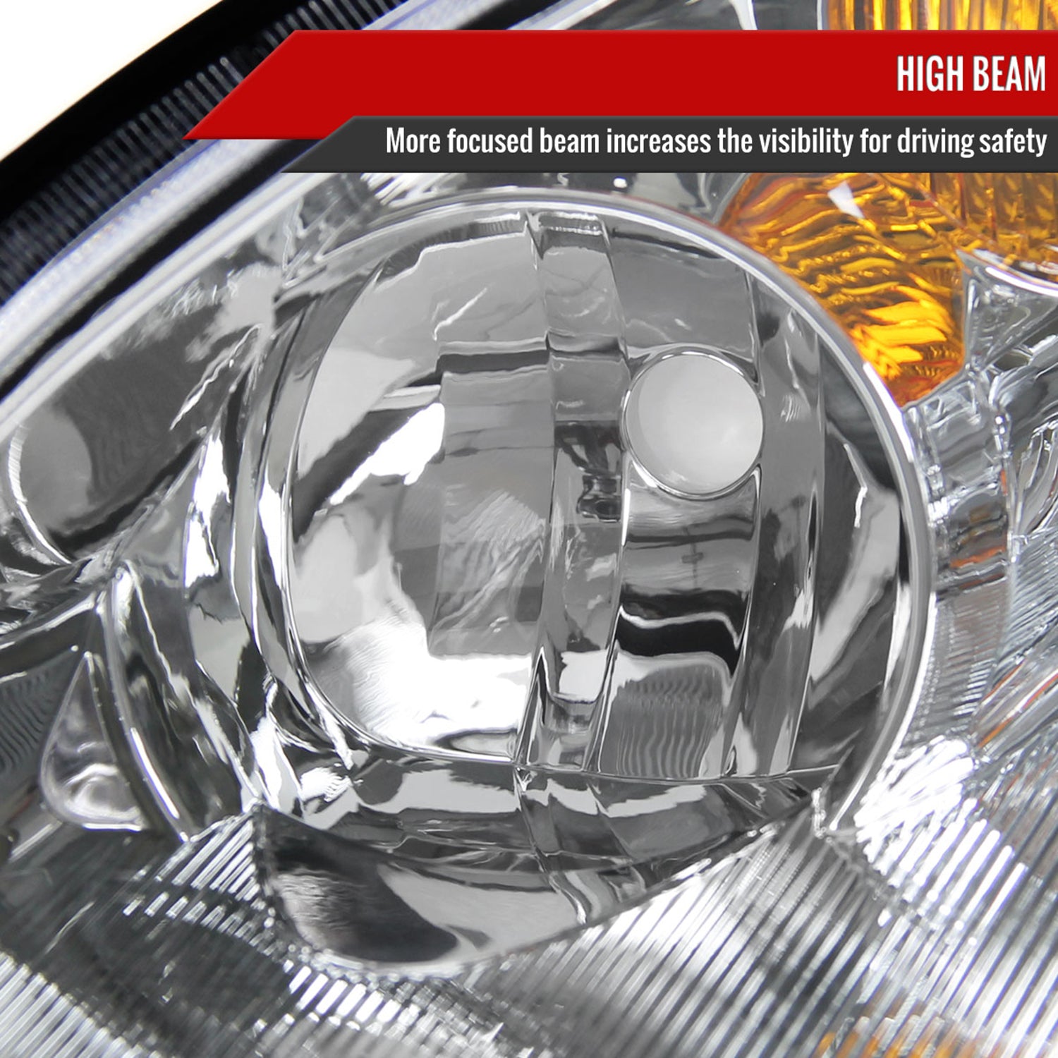 2002-2004 Nissan Altima Crystal Headlights w/ Amber Reflector Chrome/Clear