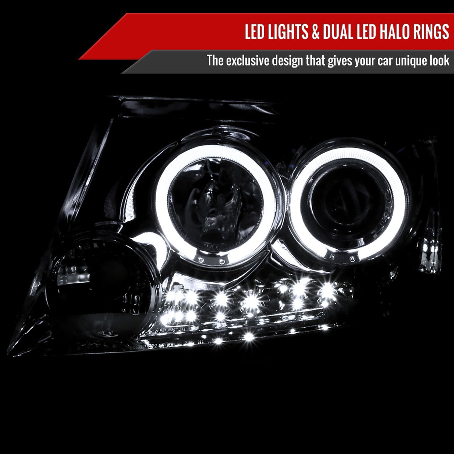 2004-2008 Ford F-150/ 06-2008 Lincoln Mark LT Dual Halo Headlights Chrome
