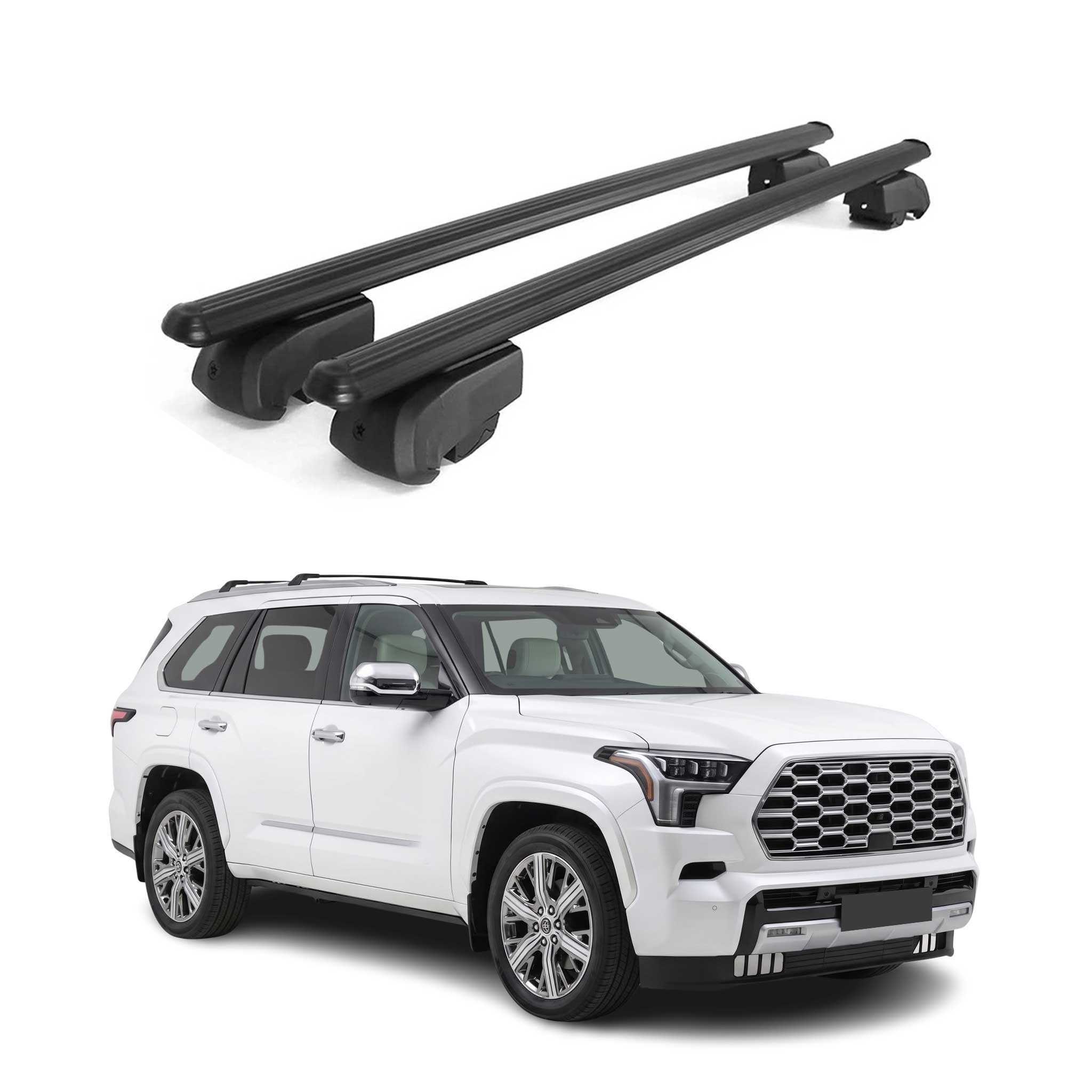 Lockable Roof Rack Cross Bars Luggage Carrier for Toyota Sequoia 2023-2026 Black
