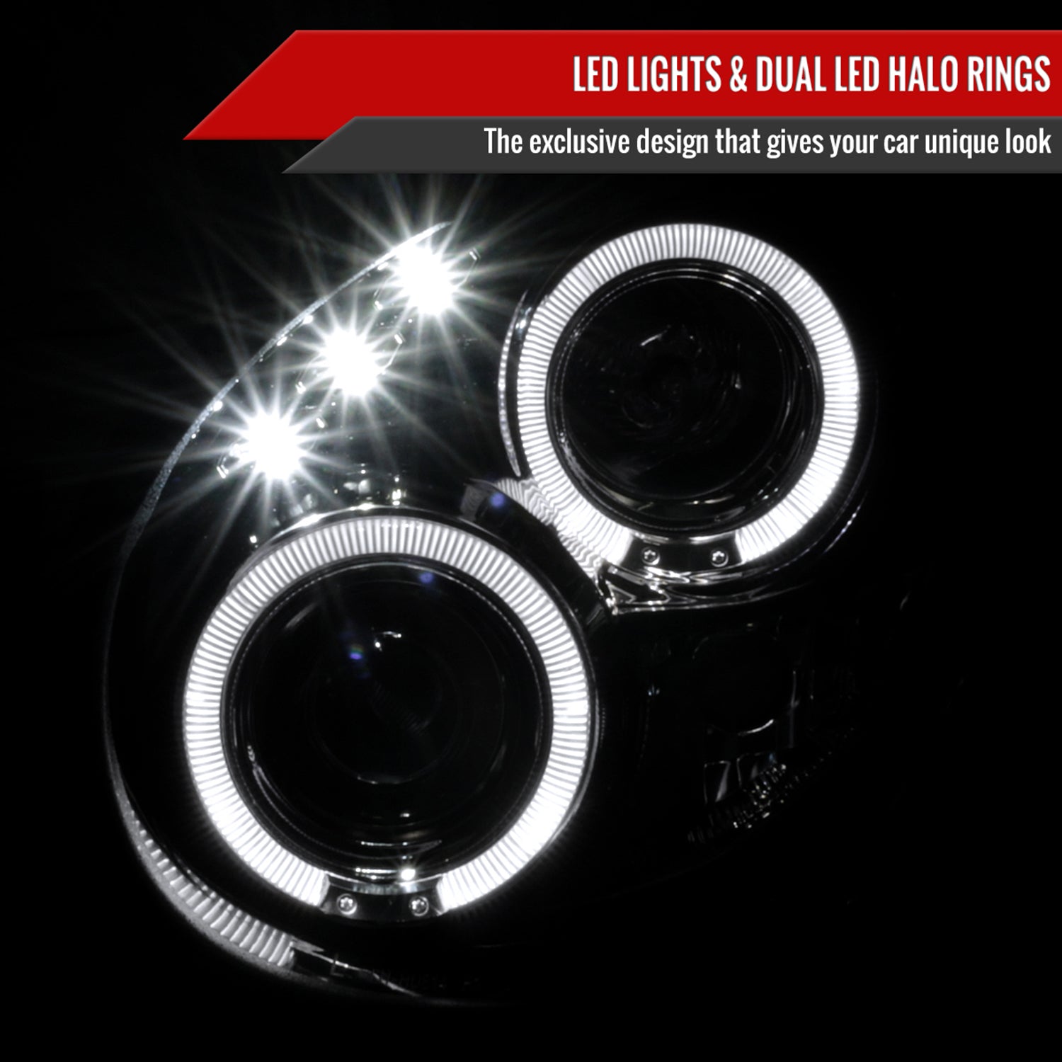 2002-2003 Subaru Impreza Dual Halo Bug Eye Projector Headlights Black/Smoke