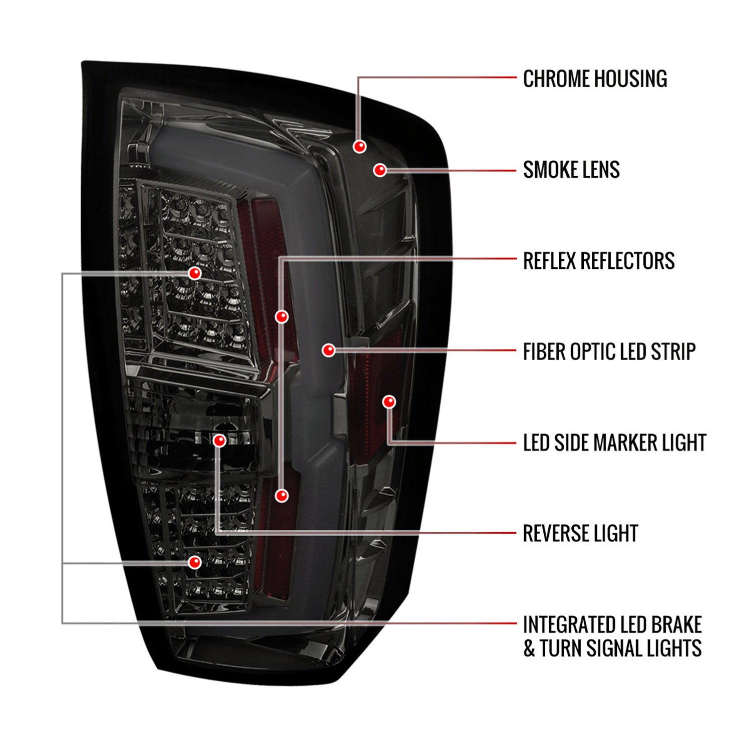 2016-2022 Toyota Tacoma LED Bar Tail Lights Chrome Housing/Smoke Lens