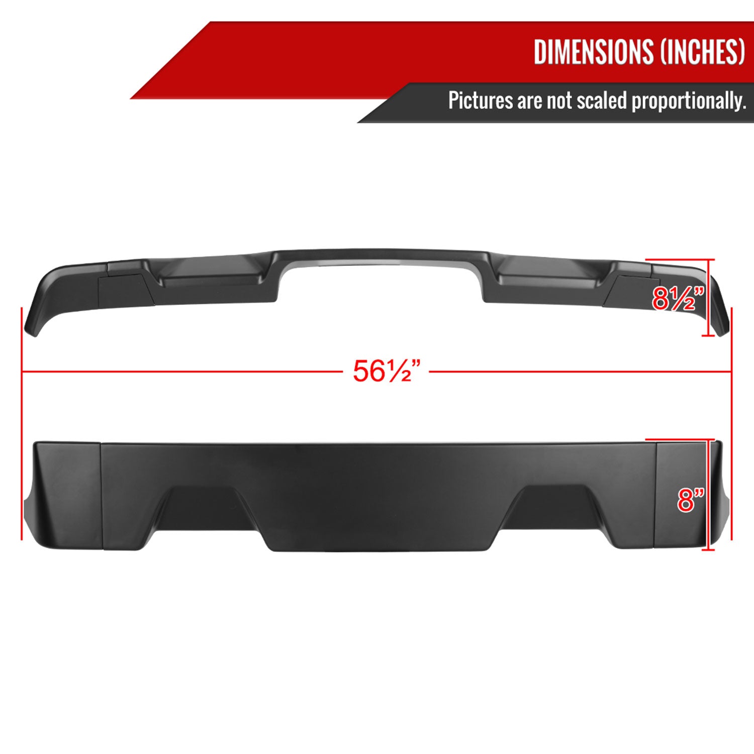 2014-2017 GMC Sierra 1500 Rear Roof Matte Black Truck Spoiler Wing Kit