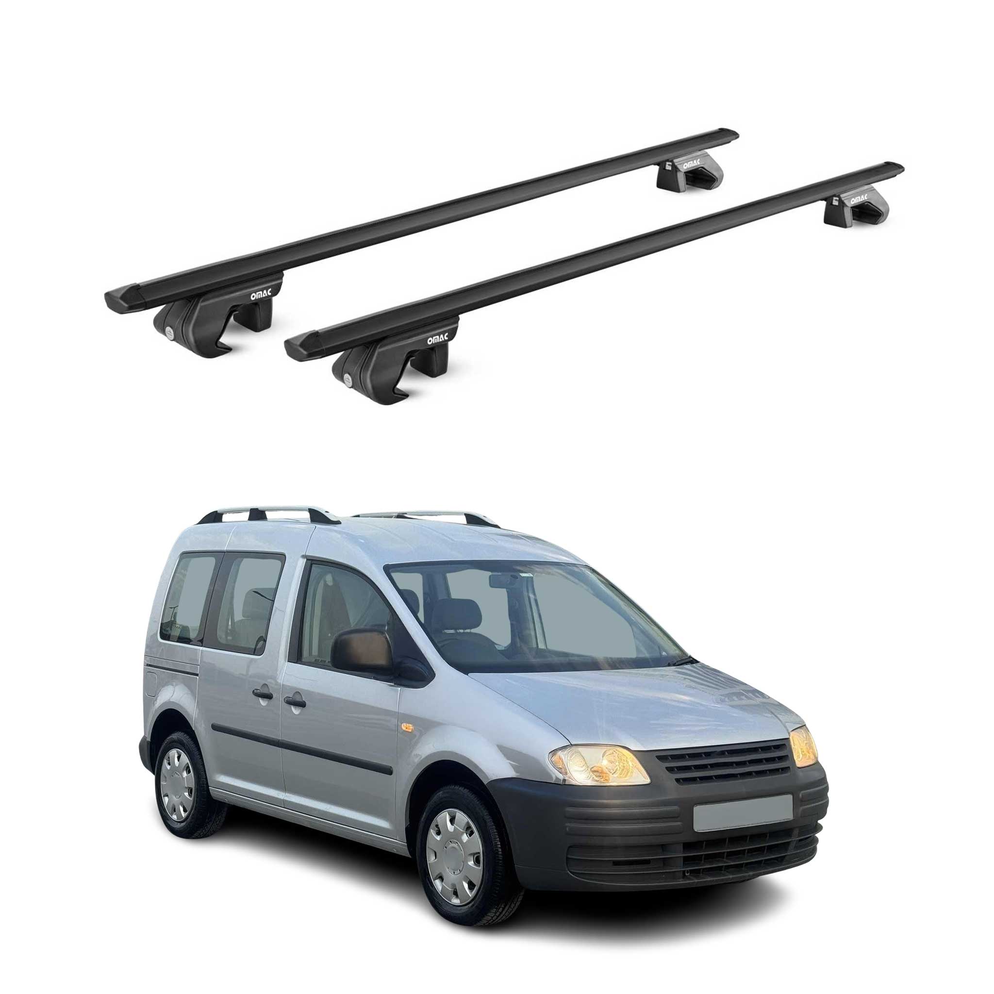 Roof Rack Cross Bars Luggage Carrier for VW Caddy 2003-2020 Alu Black 2ps