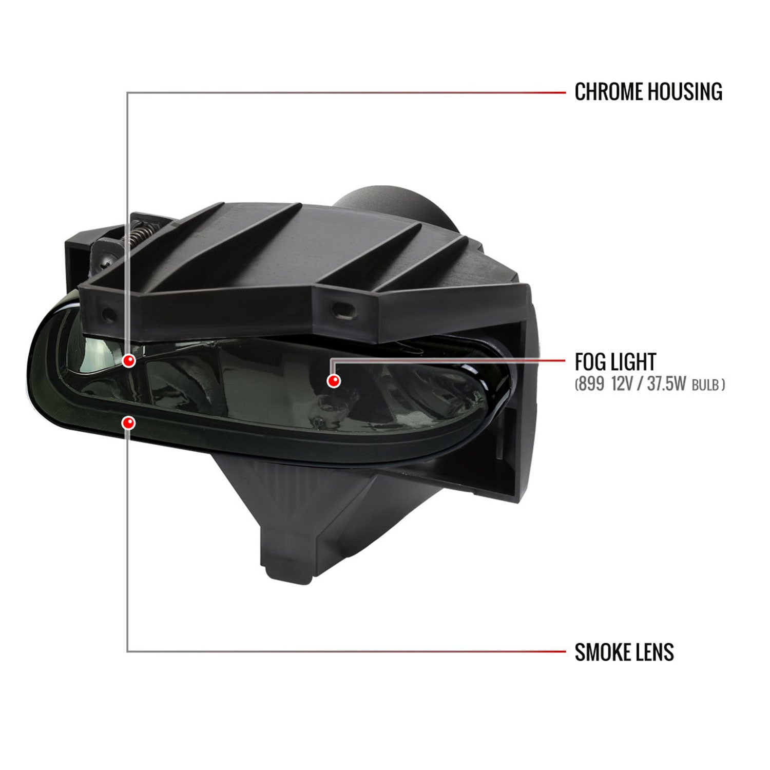 1999-2004 Ford Mustang 899 Fog Lights Kit Switch & Wiring Harness Chrome/Smoke