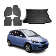 2007-2008 Honda Fit 1.gen Floor Mats & Cargo Liner Full Set All Weather Black