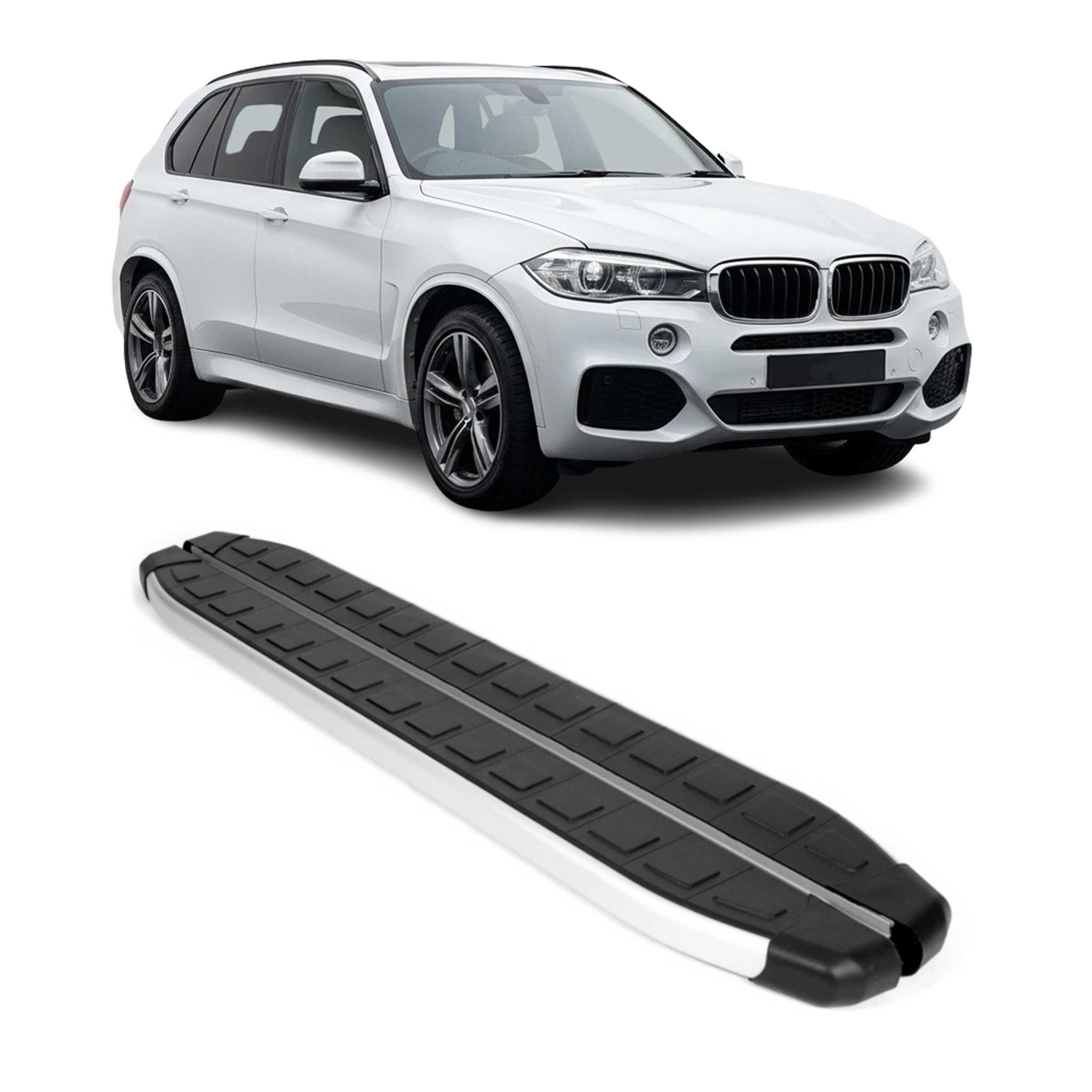 2014-2018 BMW X5 F15-F85 Running Boards Side Steps Silver & Black