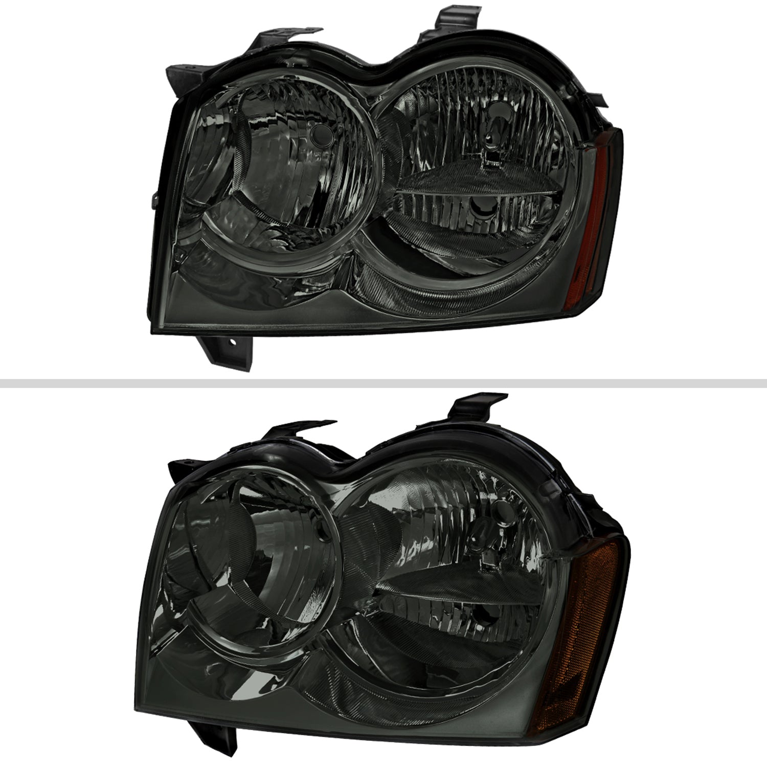 2005-2007 Jeep Grand Cherokee Factory Style Headlights Chrome/Smoke Lens