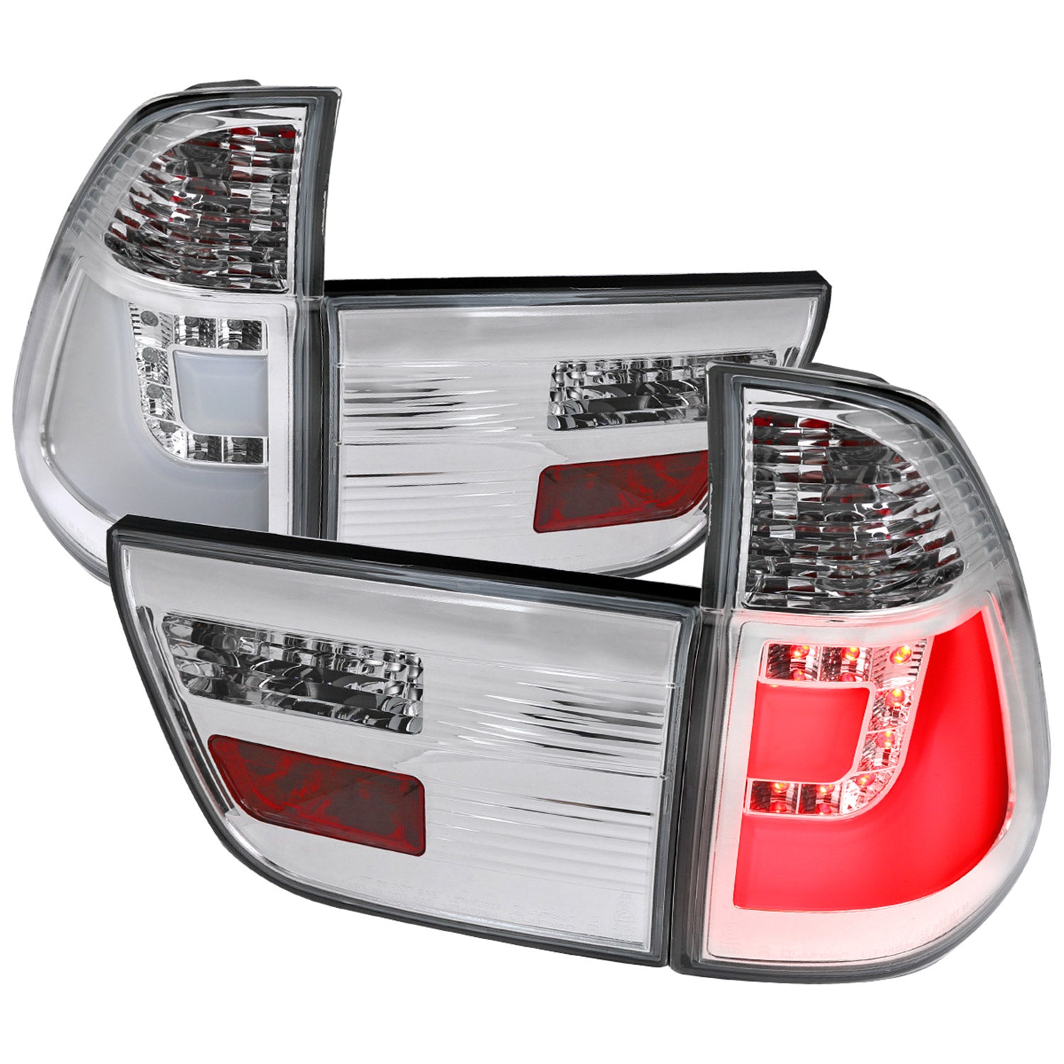 2000-2006 BMW E53 X5 LED Tail Lights Chrome Housing/Clear Lens