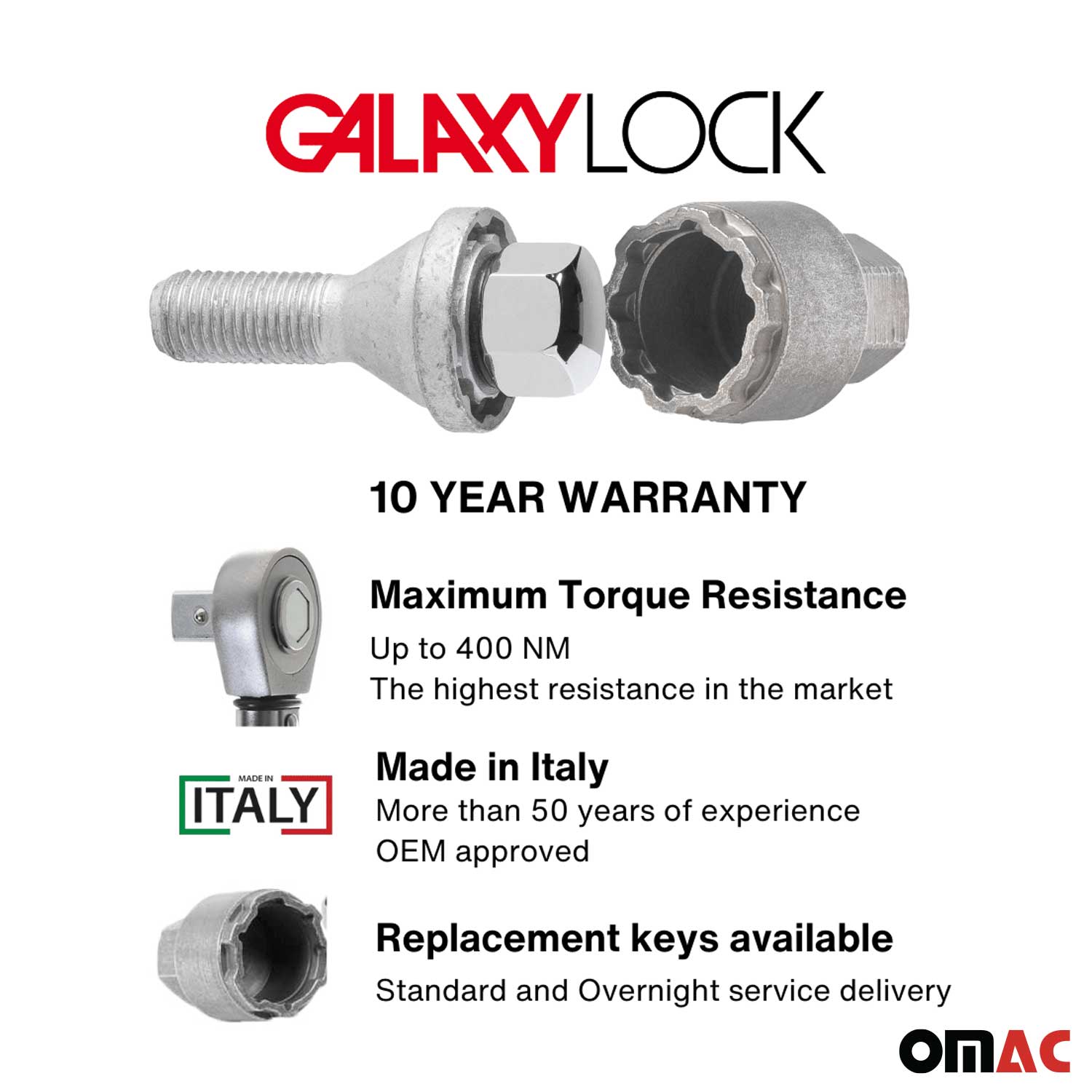 Wheel Lock Kit for BMW X5 M14X1.25 Bolt Chromed 4Locks & 1Key