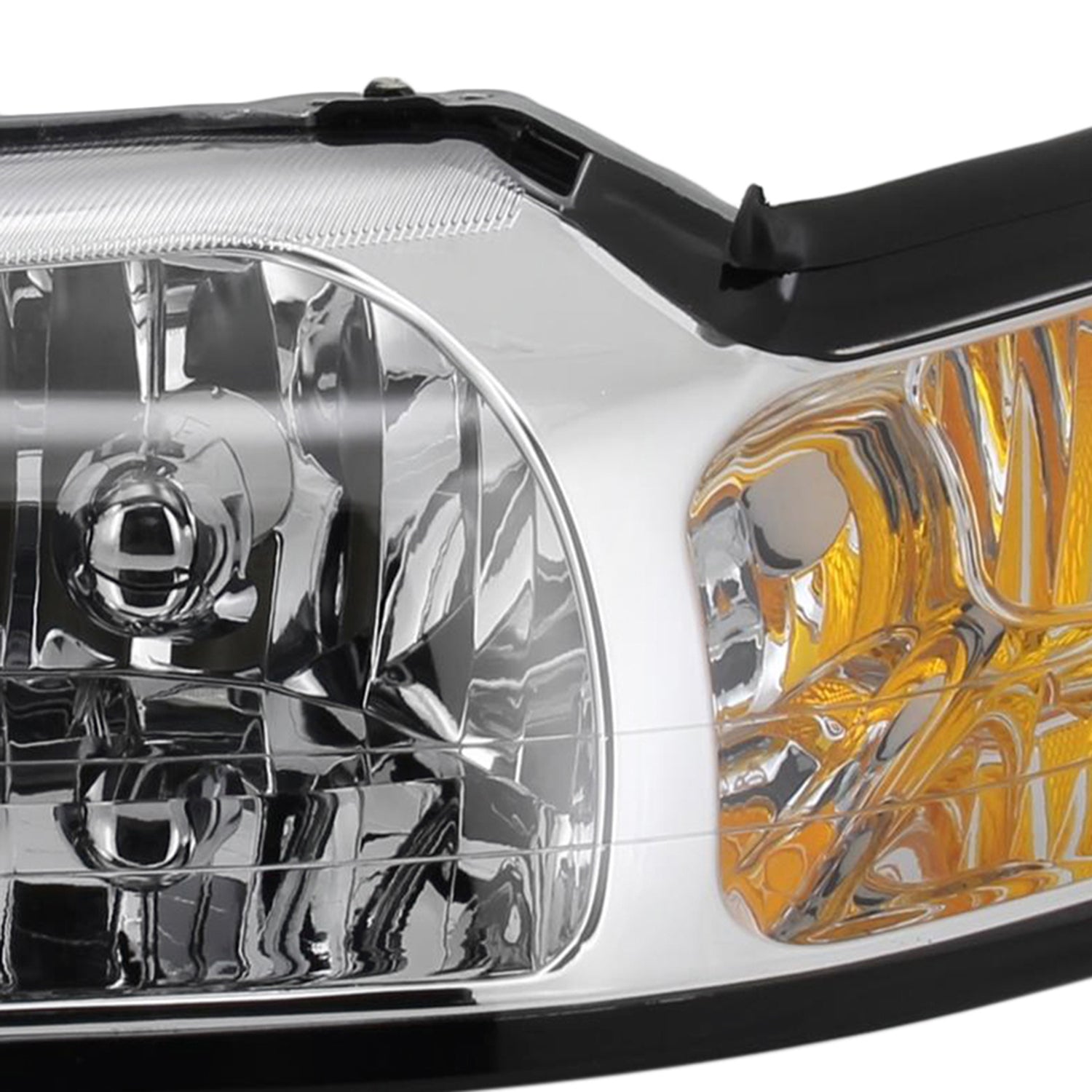 1999-2004 Ford Mustang Factory Headlights w/Amber Reflectors Chrome/Clear