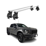 2015-2026 Ford F-150 SuperCrew Cab Roof Rack Cross Bars Silver
